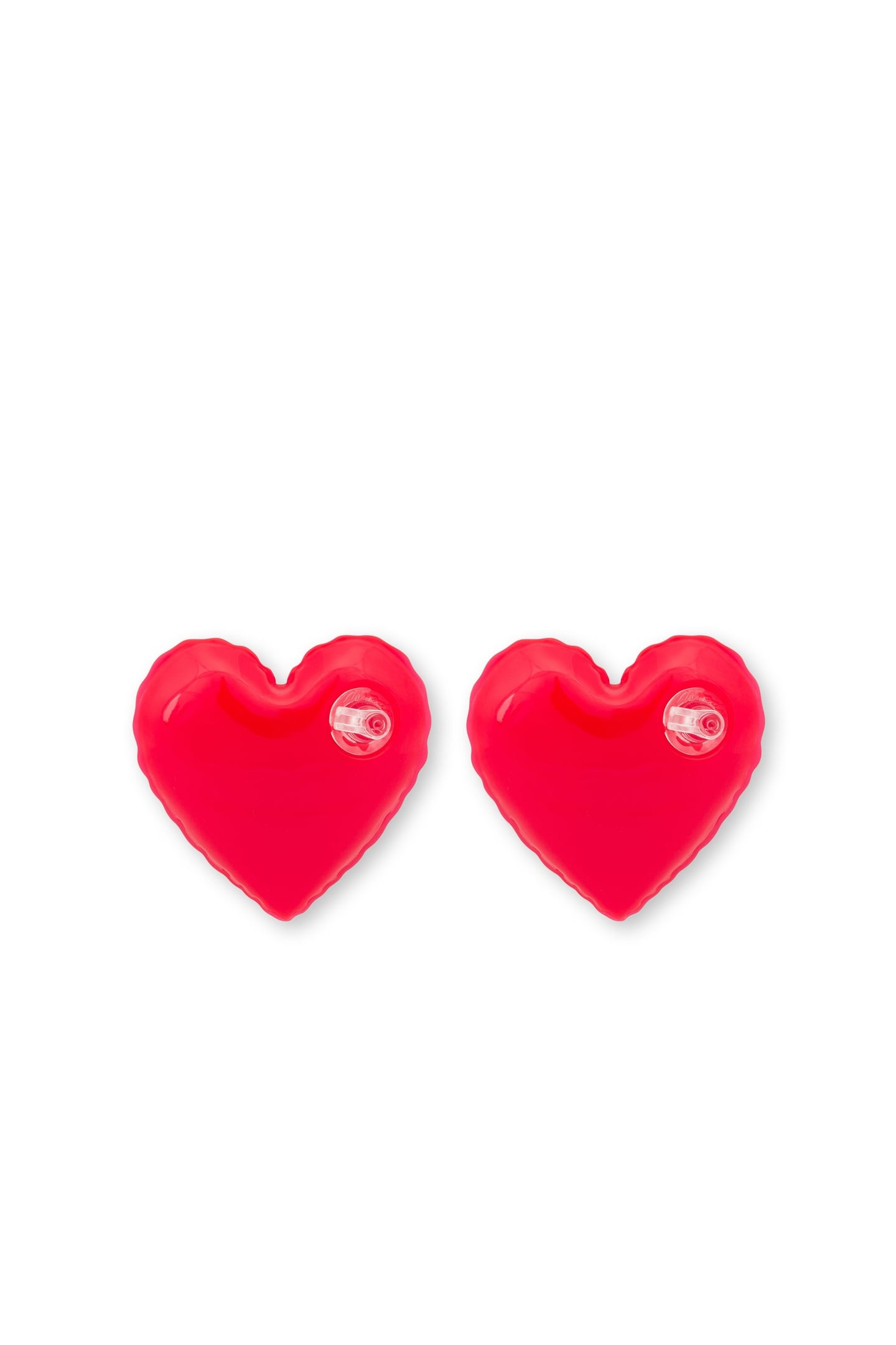 INFLATABLE HEARTS CLIP EARRINGS RED 1
