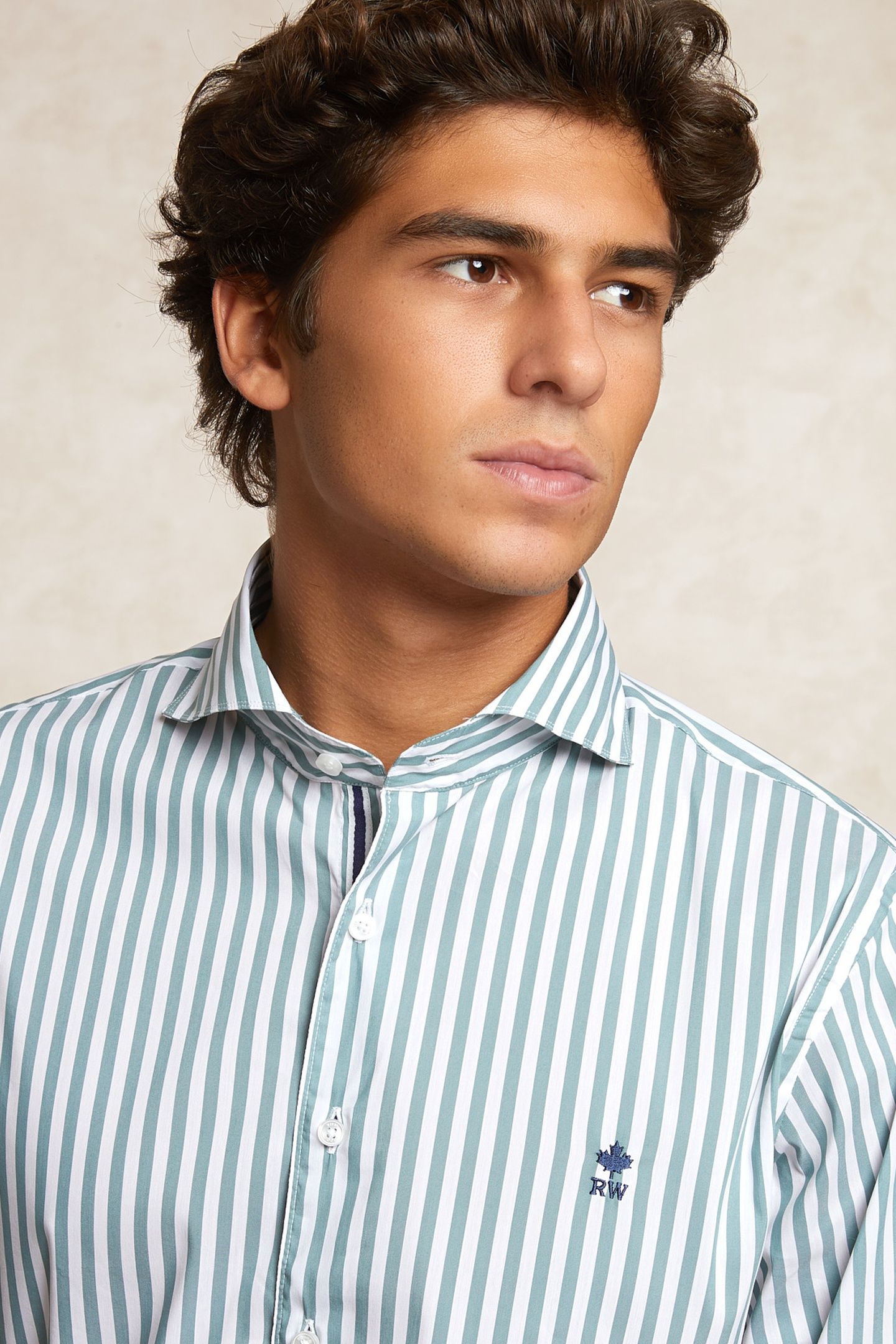 CUSTOM FIT STRIPED PERFORMANCE STRETCH SHIRT GREEN/WHITE 4