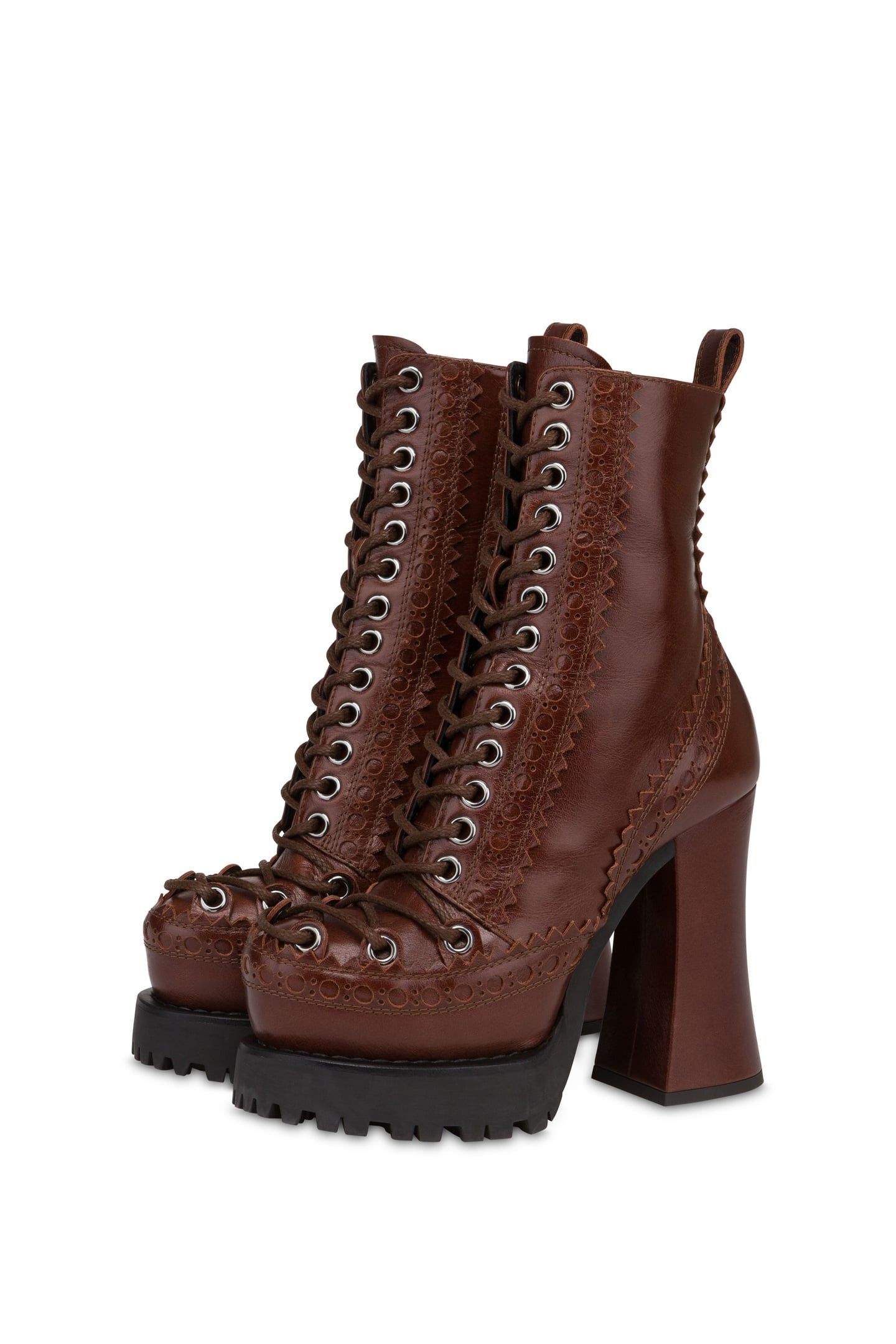HIGH ANKLE BOOTS IN SHINY CALFSKIN BROWN 2