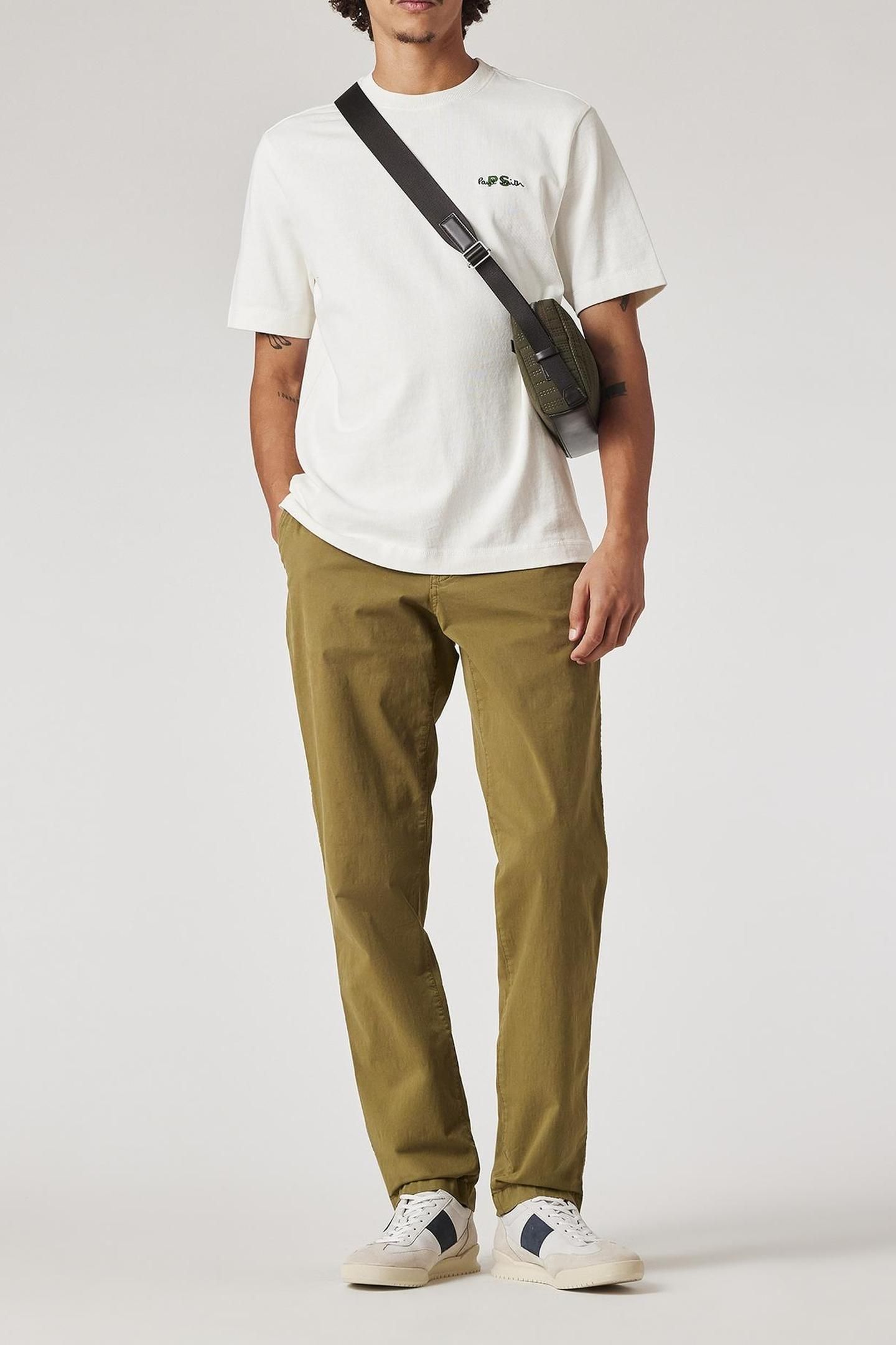 MENS TAPERED FIT STITCHED CHINO MILITARY GREEN 2