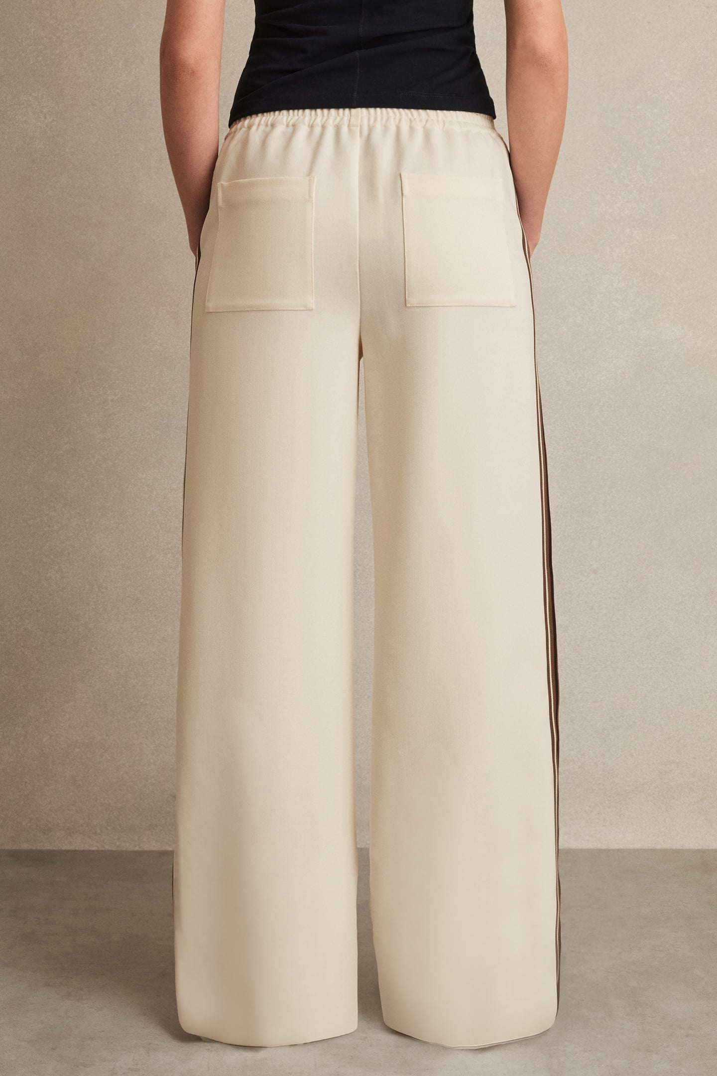 SIDE STRIPE WIDE LEG TROUSER CREAM 2