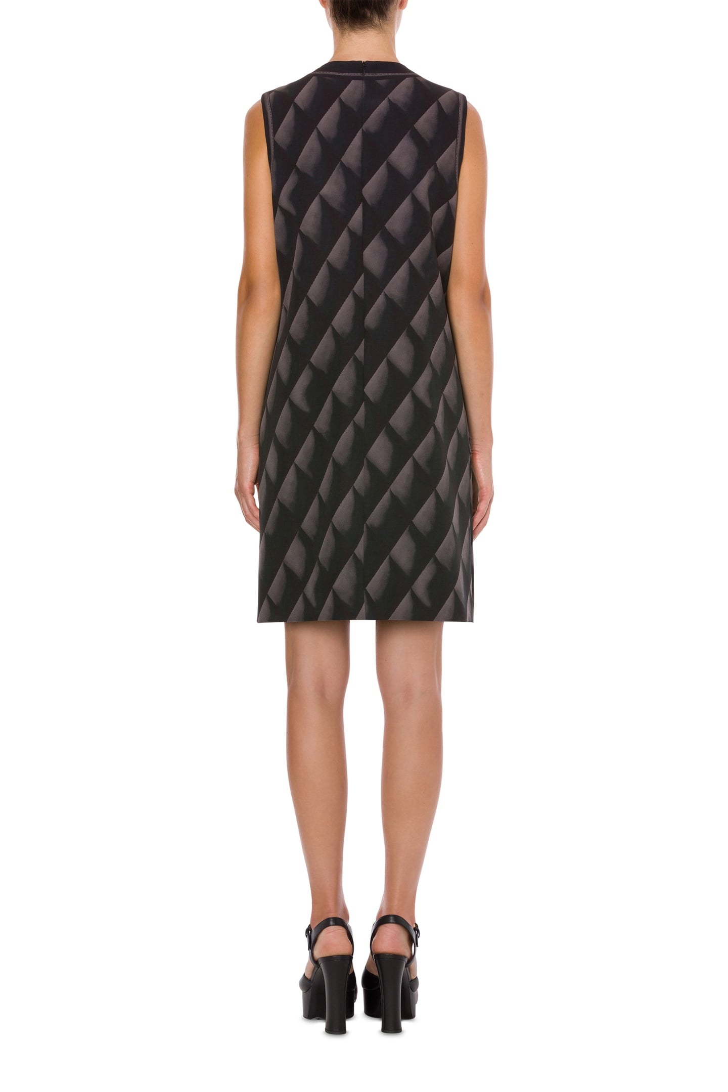 SLEEVELESS DRESS WITH TROMPE L'OEIL PRINT BLACK 2