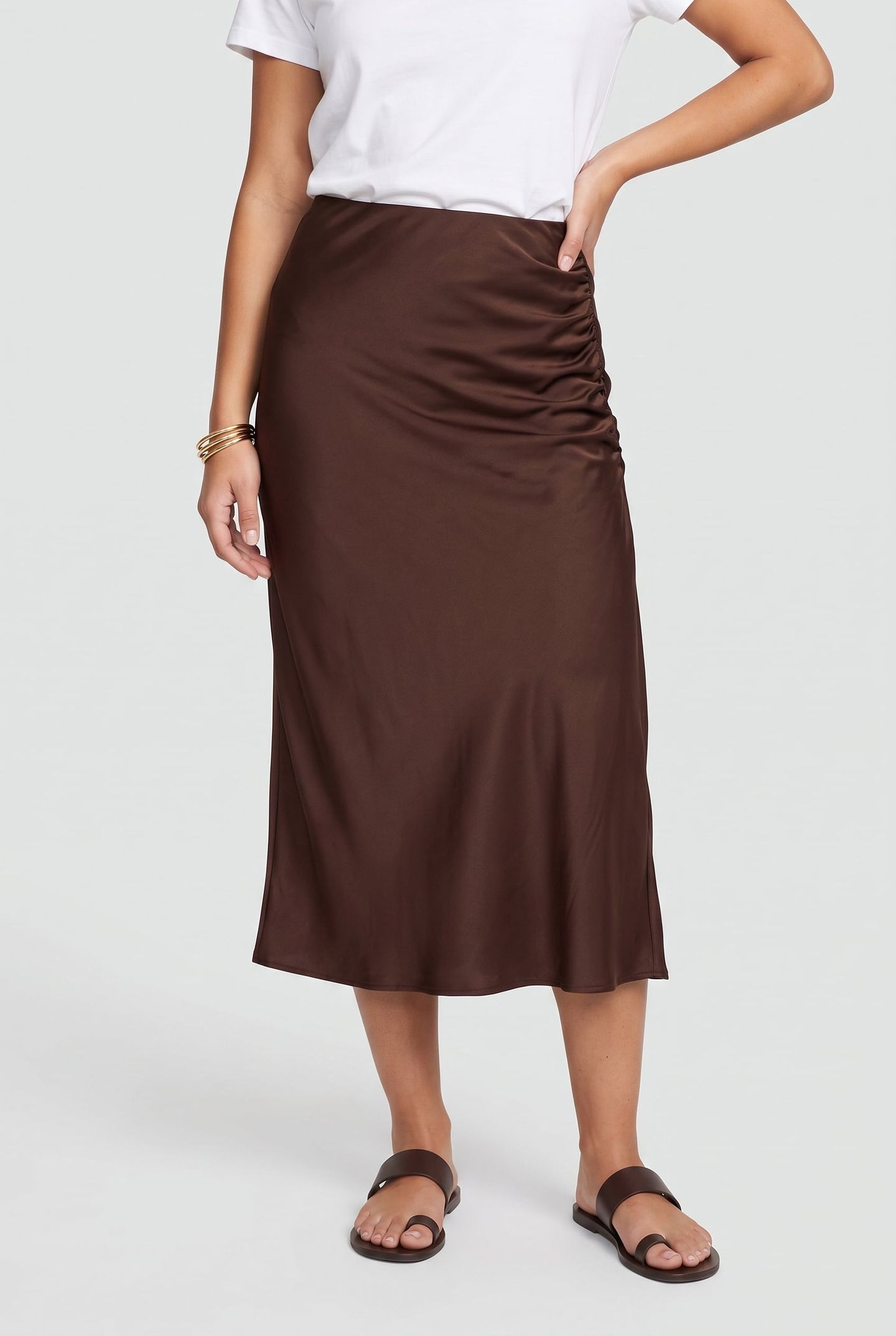 ES ALFRIDA SLIP SKIRT BROWN 1