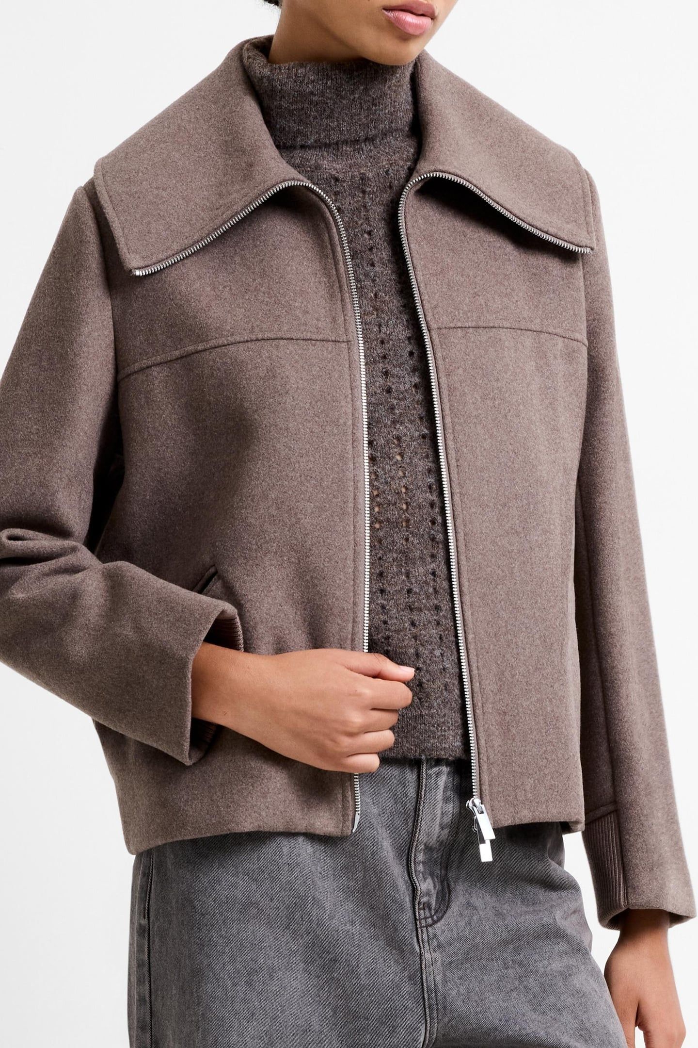DEVITA WOOL COLLARED COAT TAUPE BROWN TAUPE BROWN 1