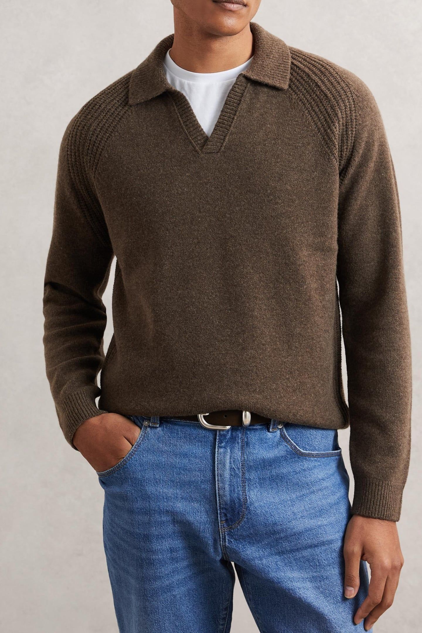 LS OPEN COLLAR JUMPER PECAN BROWN 1