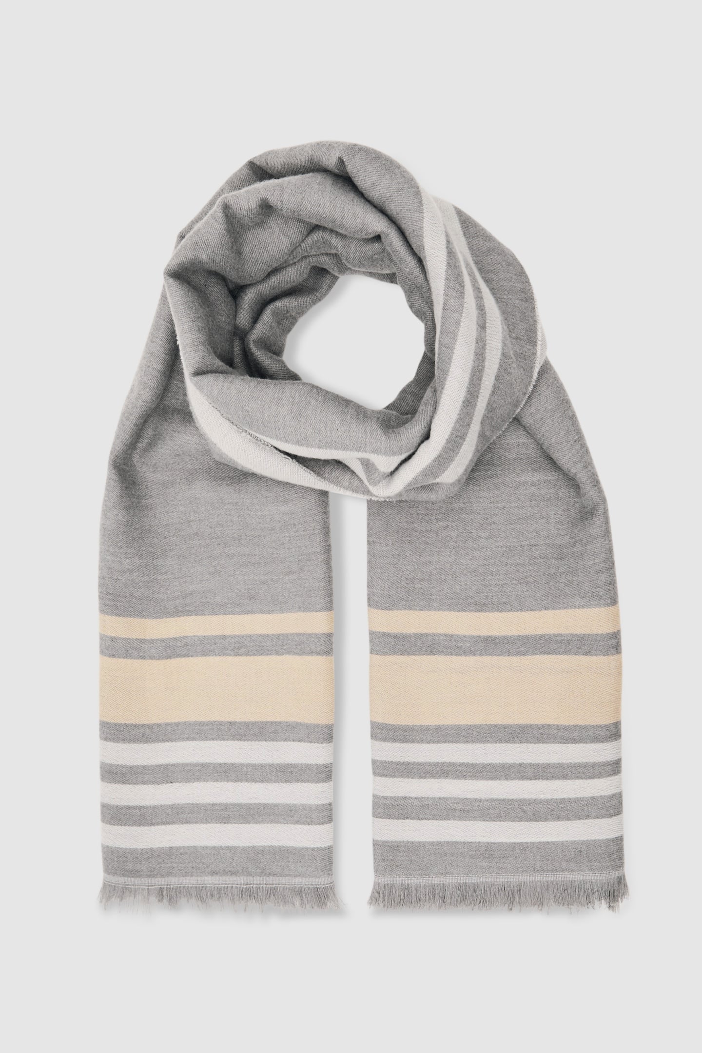 BORDER DETAIL SCARF GREY 2