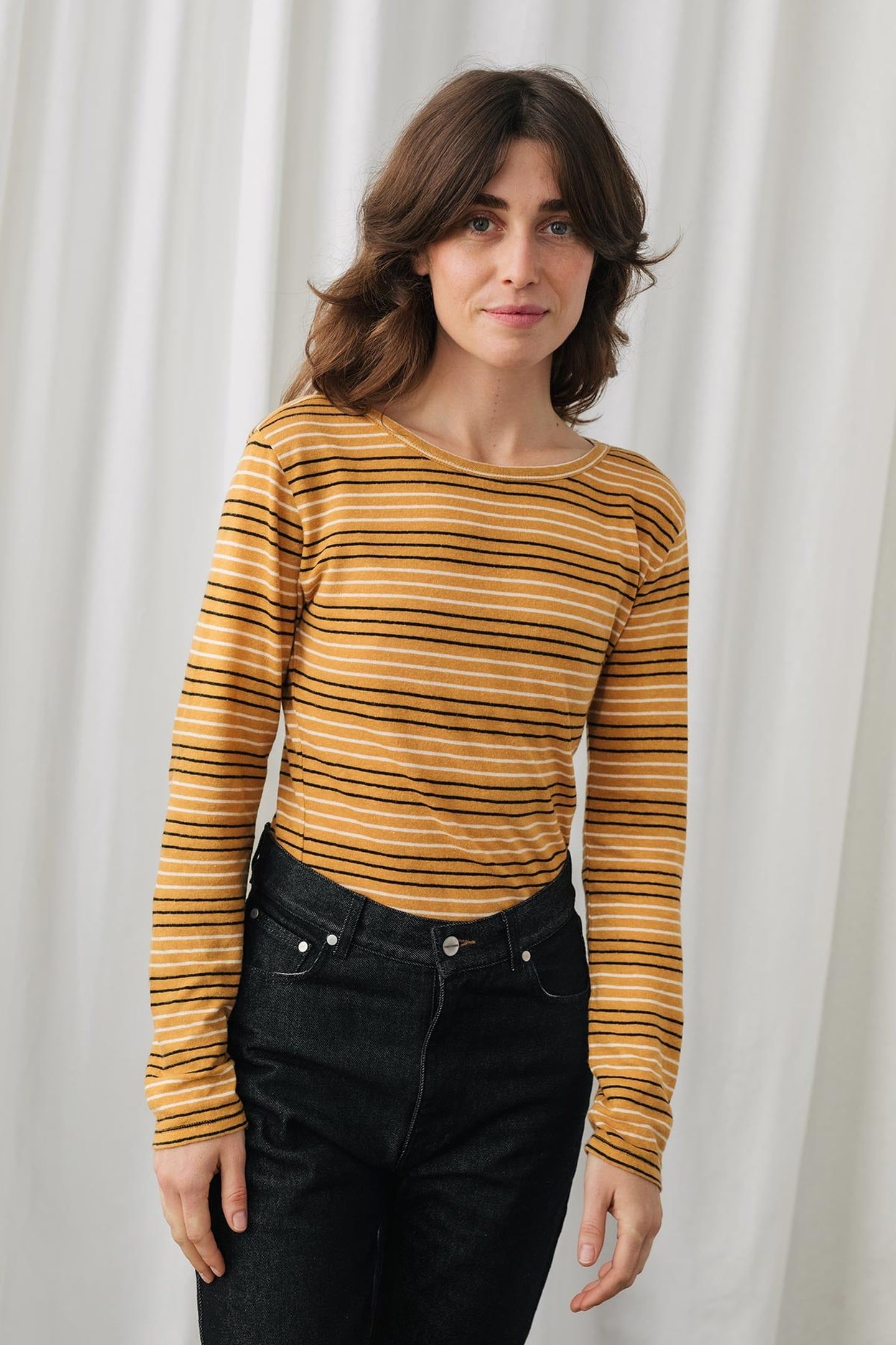 LEEVE T-SHIRT MUSTARD STRIPES 1