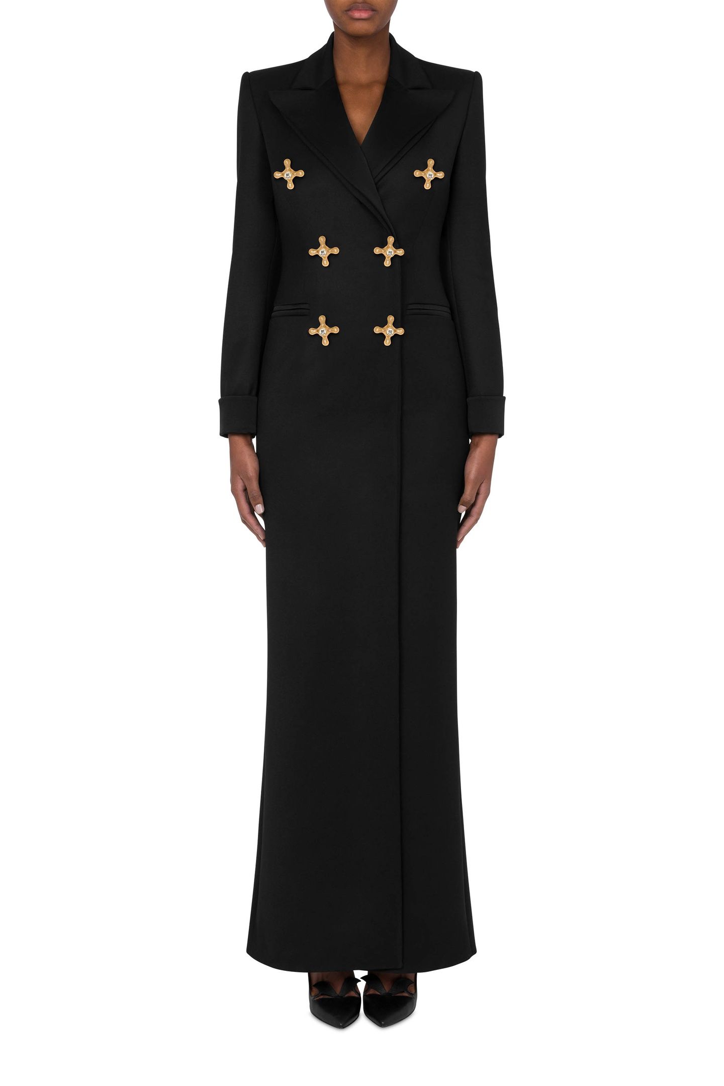 WOOL TWILL DRESS FAUCET DETAILS BLACK 1