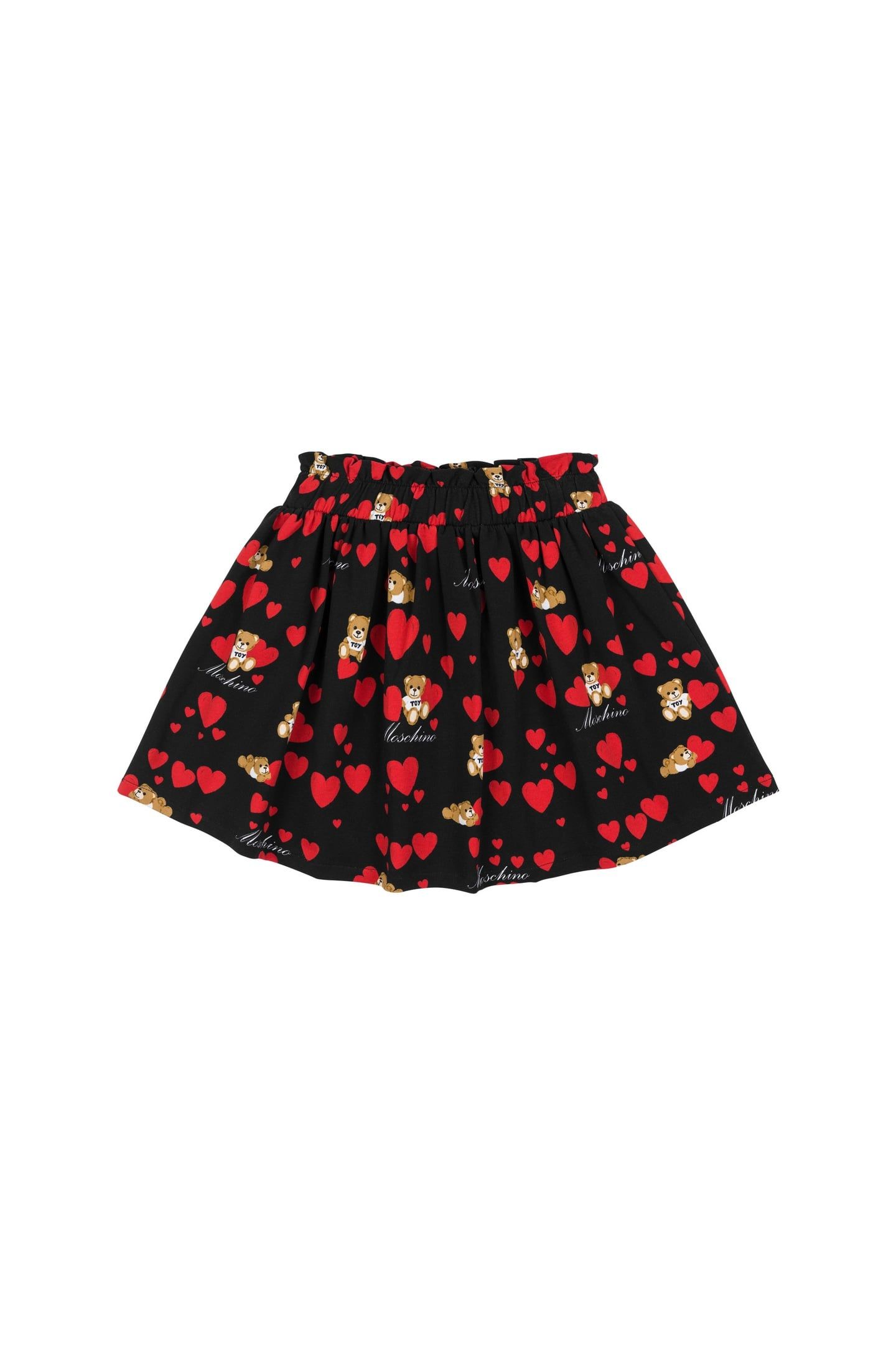 GIRL'S ALLOVER TEDDY HEARTS FLEECE SKIRT BLACK 2