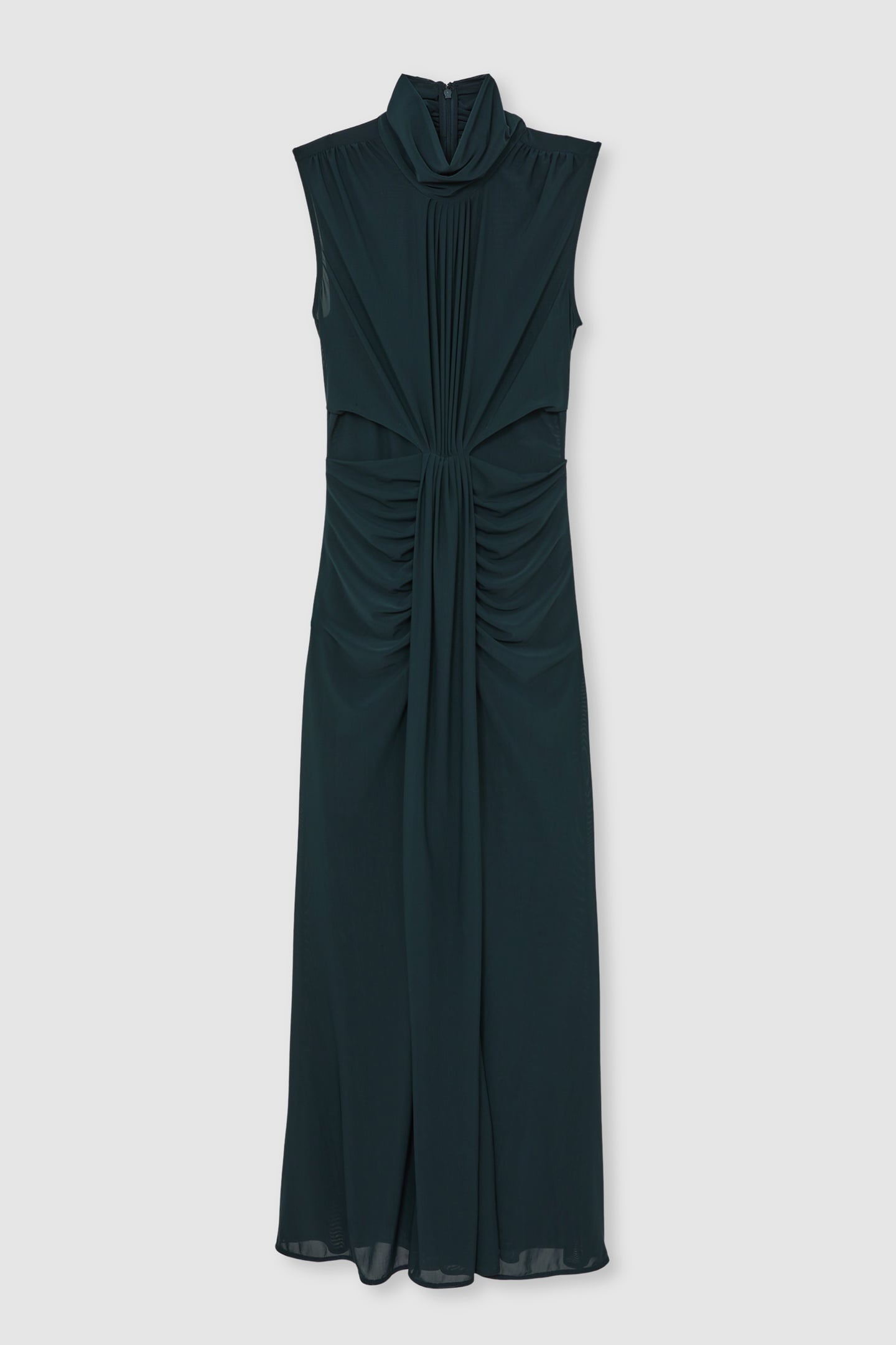 SLEEVELESS RUCHED MAXI DRESS TEAL 4