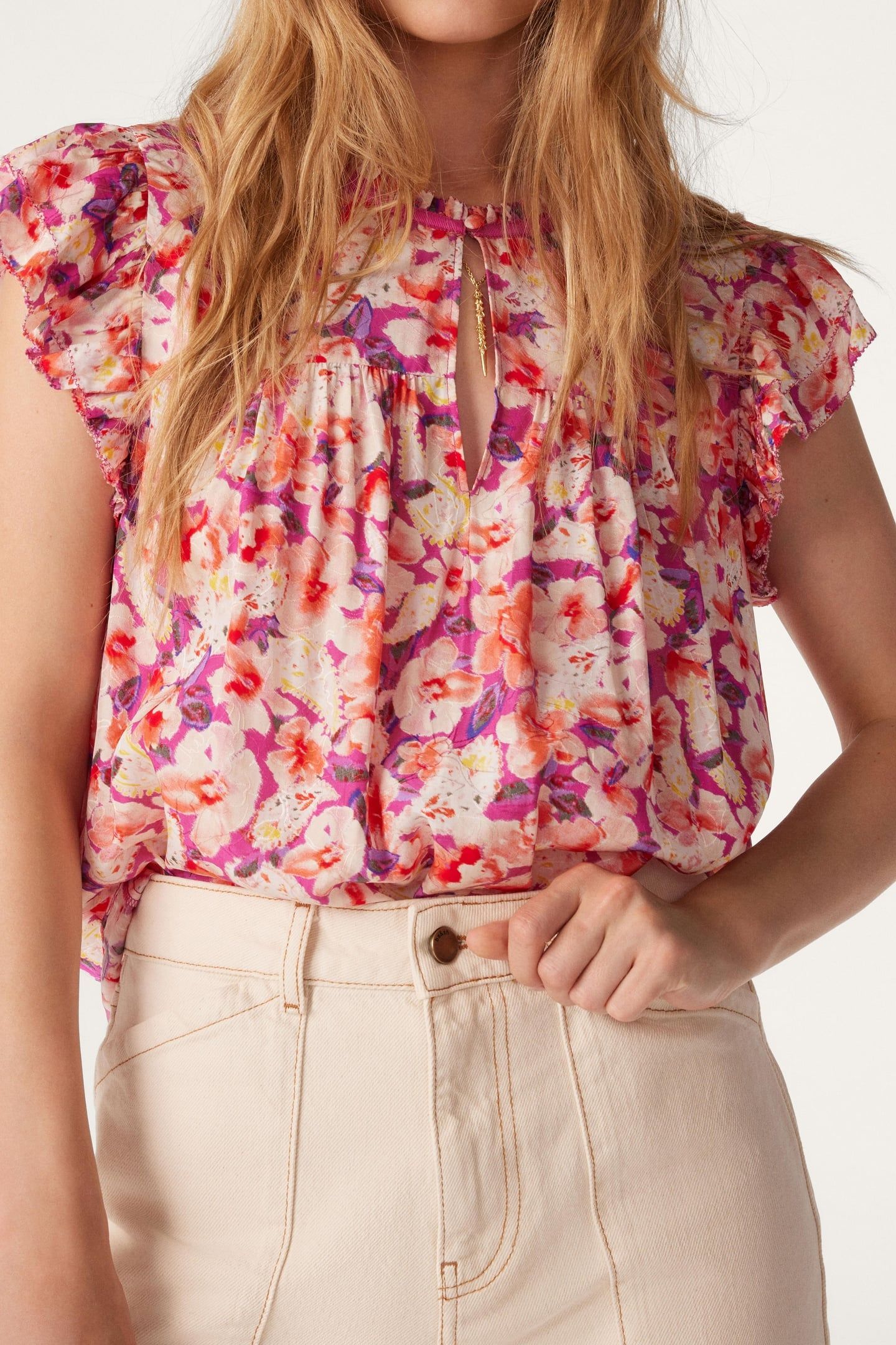 SLEEVELESS TOP FUSHIA 1
