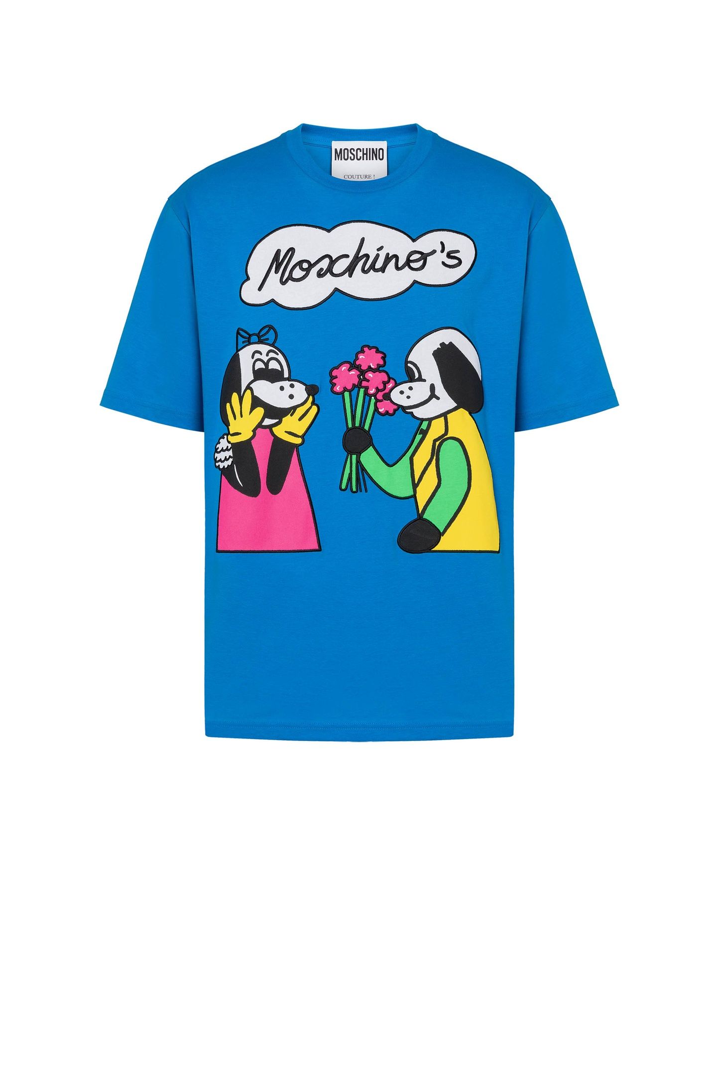 MOSCHINO COMICS CHARACTERS ORGANIC JERSEY T-SHIRT BLUE 3
