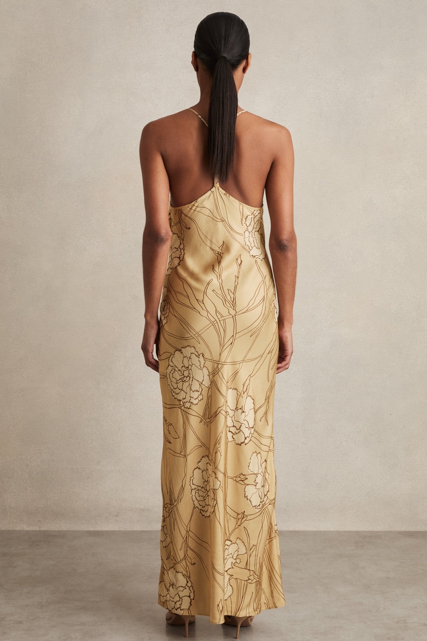 FLORAL PRINTED SLIP DRESS GOLD 2