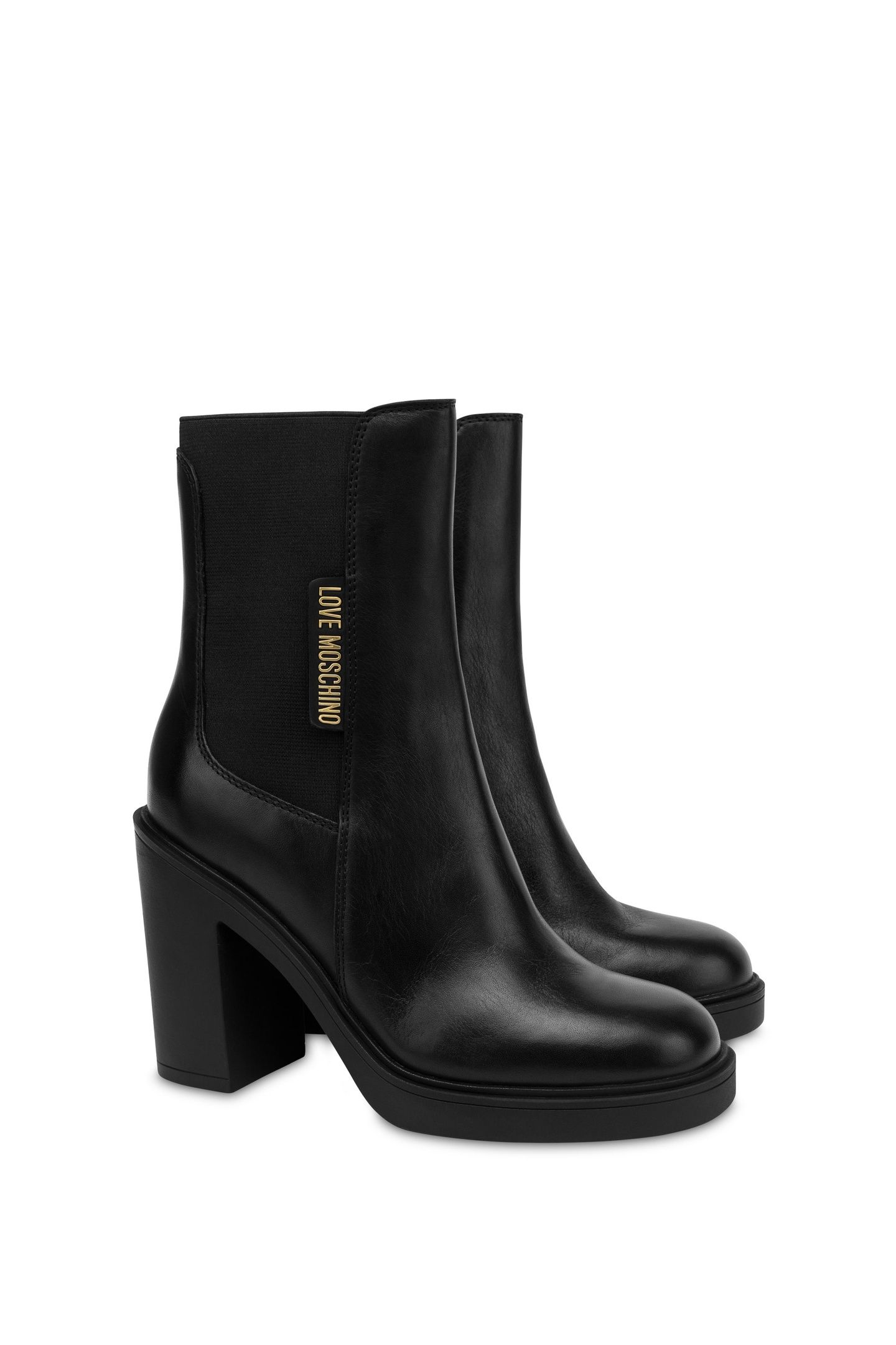BLACK LEATHER BOOT WITH HEEL BLACK 2