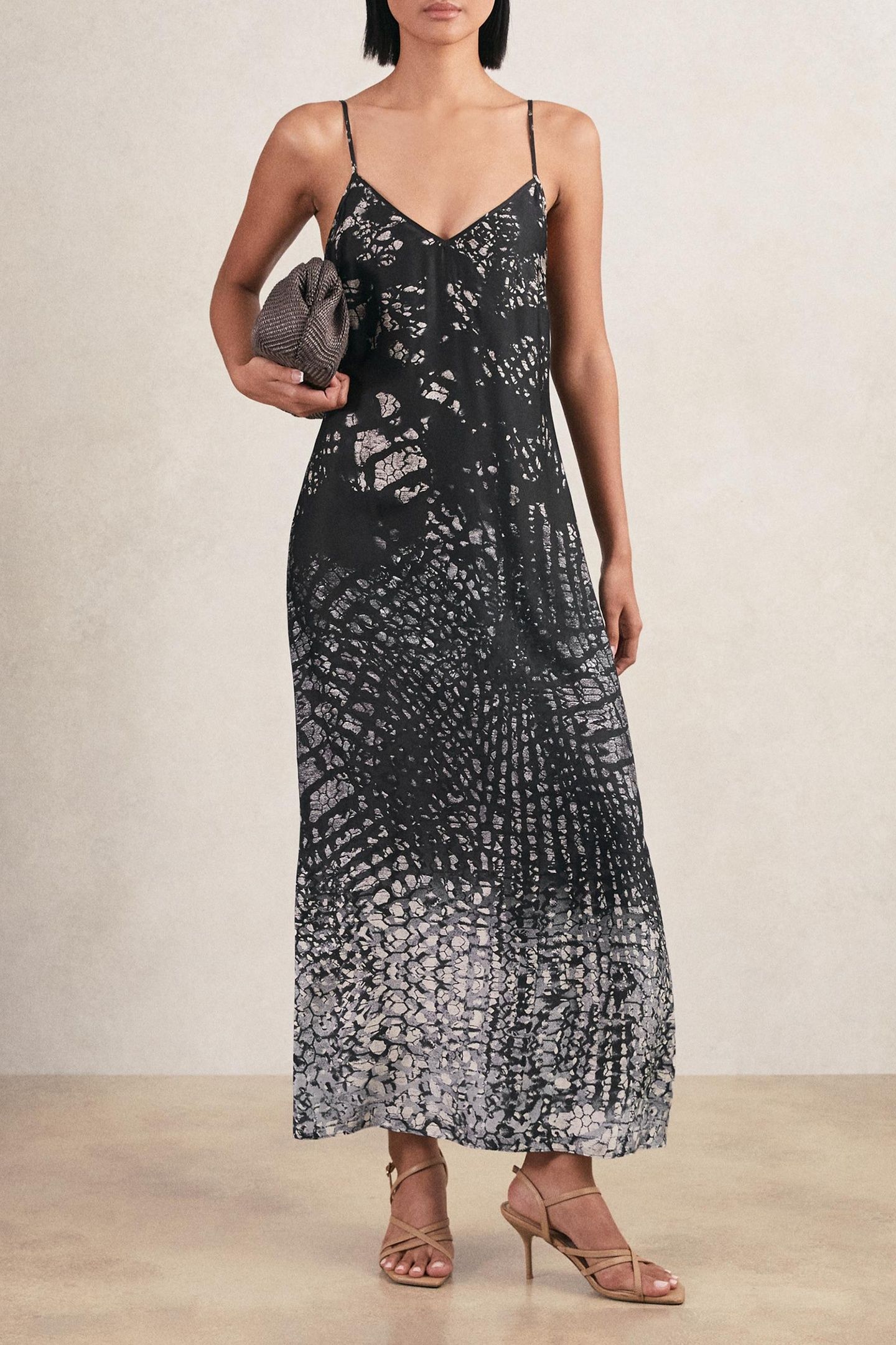 PRINTED SLIP DRESS NAVY 1