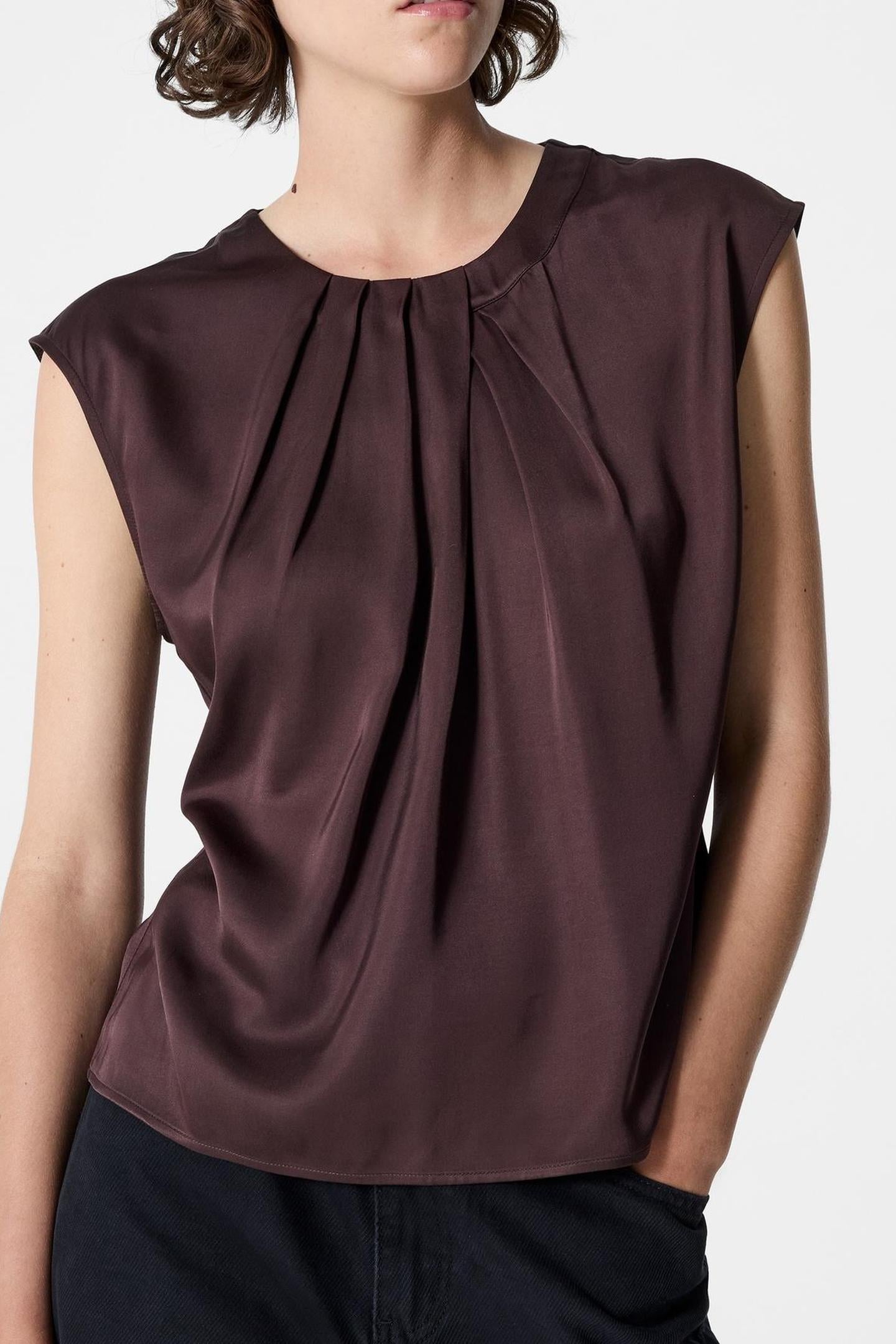 SERA SATIN SLVLSS BLOUSE BITTER CHOCOLATE BITTER CHOCOLATE 1