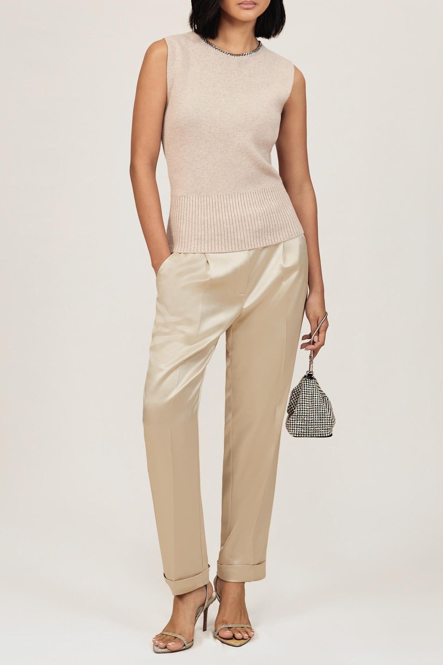 SATIN TAPER TROUSER NEUTRAL 3