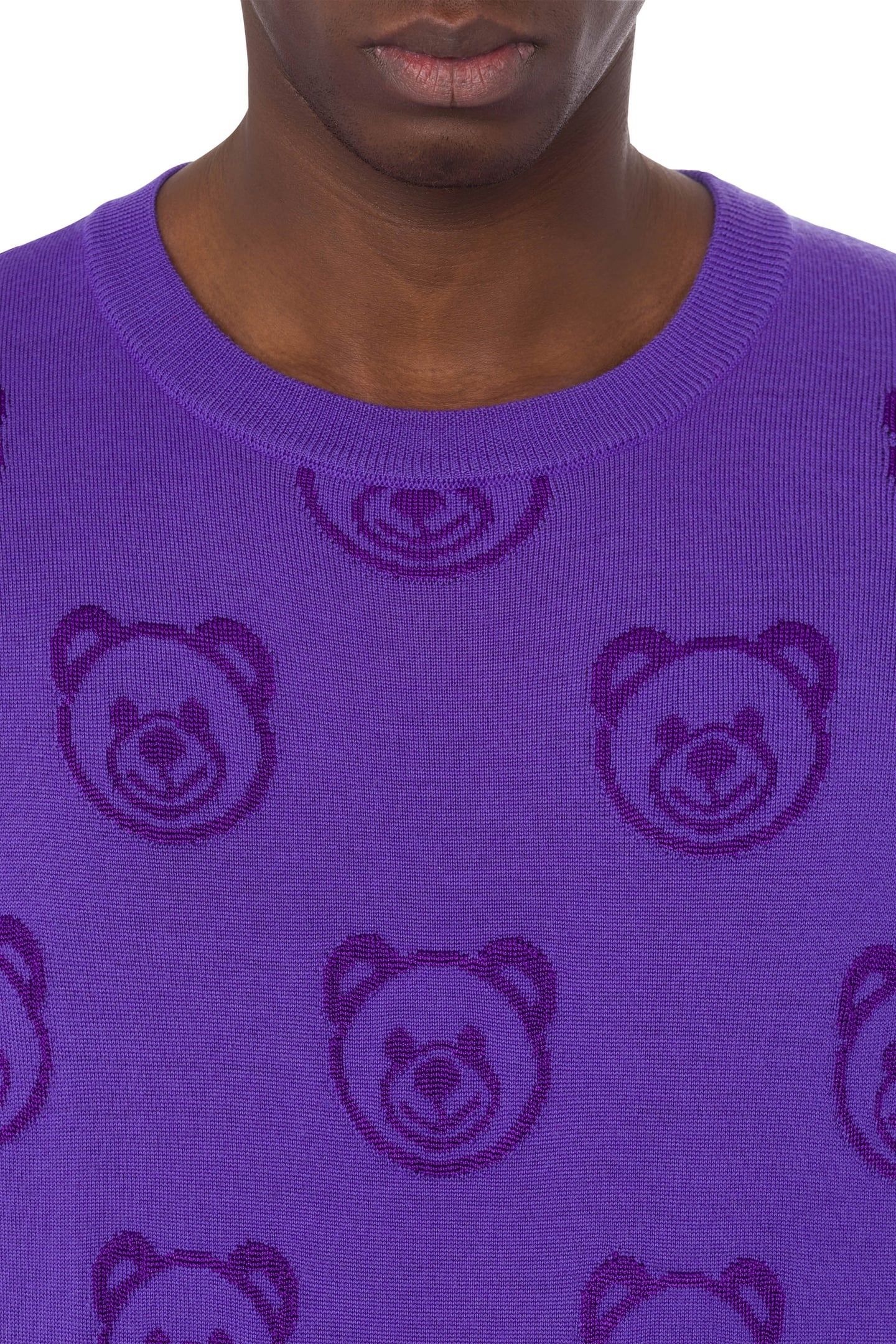 ALLOVER TEDDY BEAR WOOL PULLOVER PURPLE 4