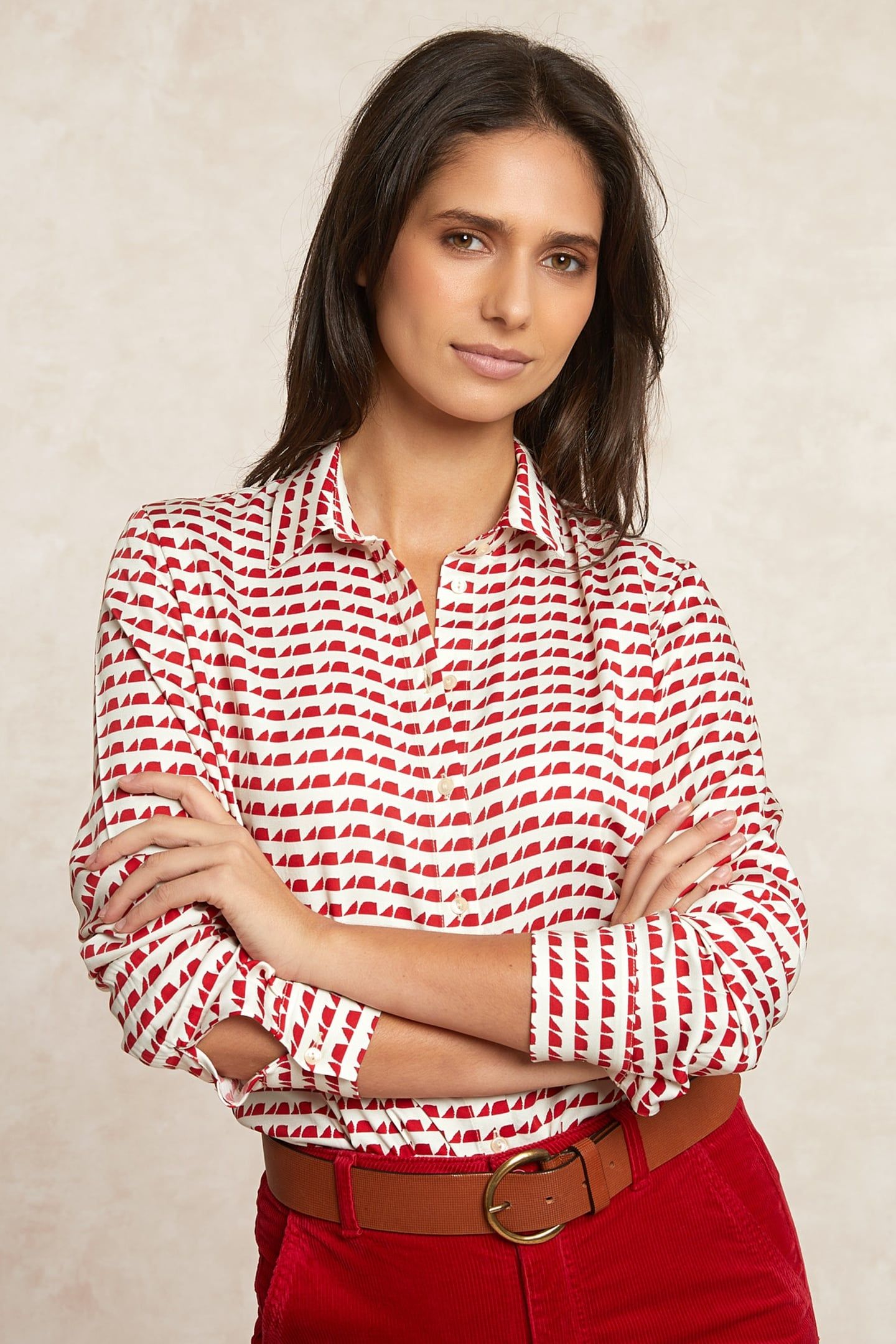 CLASSIC FANTASY BLOUSE RED/OFF WHITE RED 1