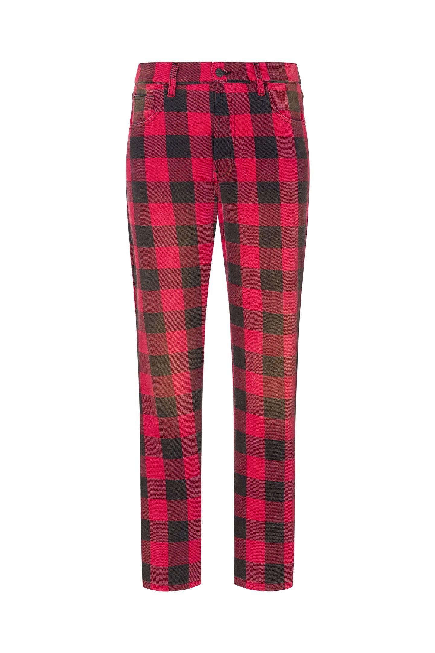 COTTON CHECK TROUSERS BLACK 1
