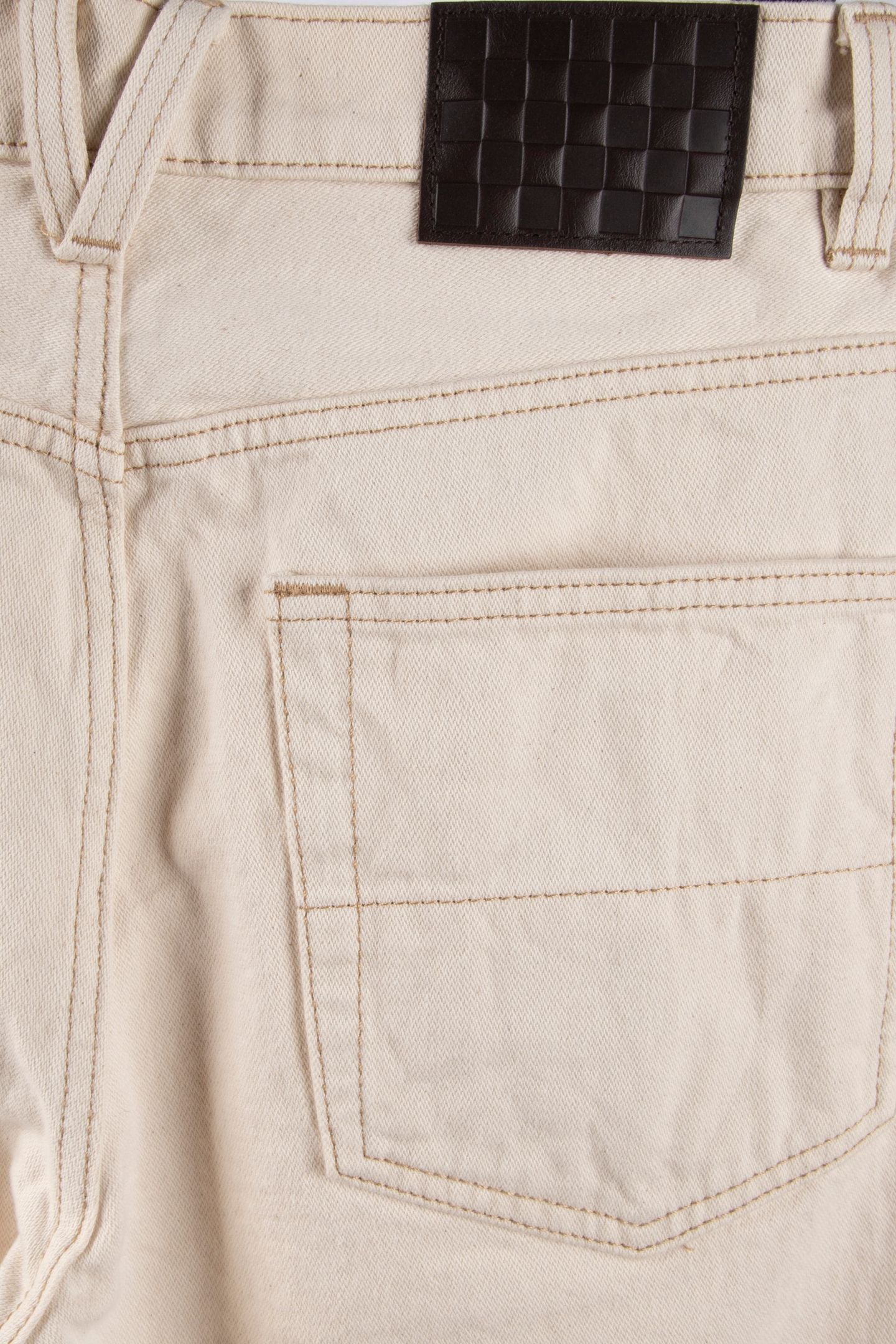 CHECK-5 LOOSE DENIM PANTS BEIGE 5