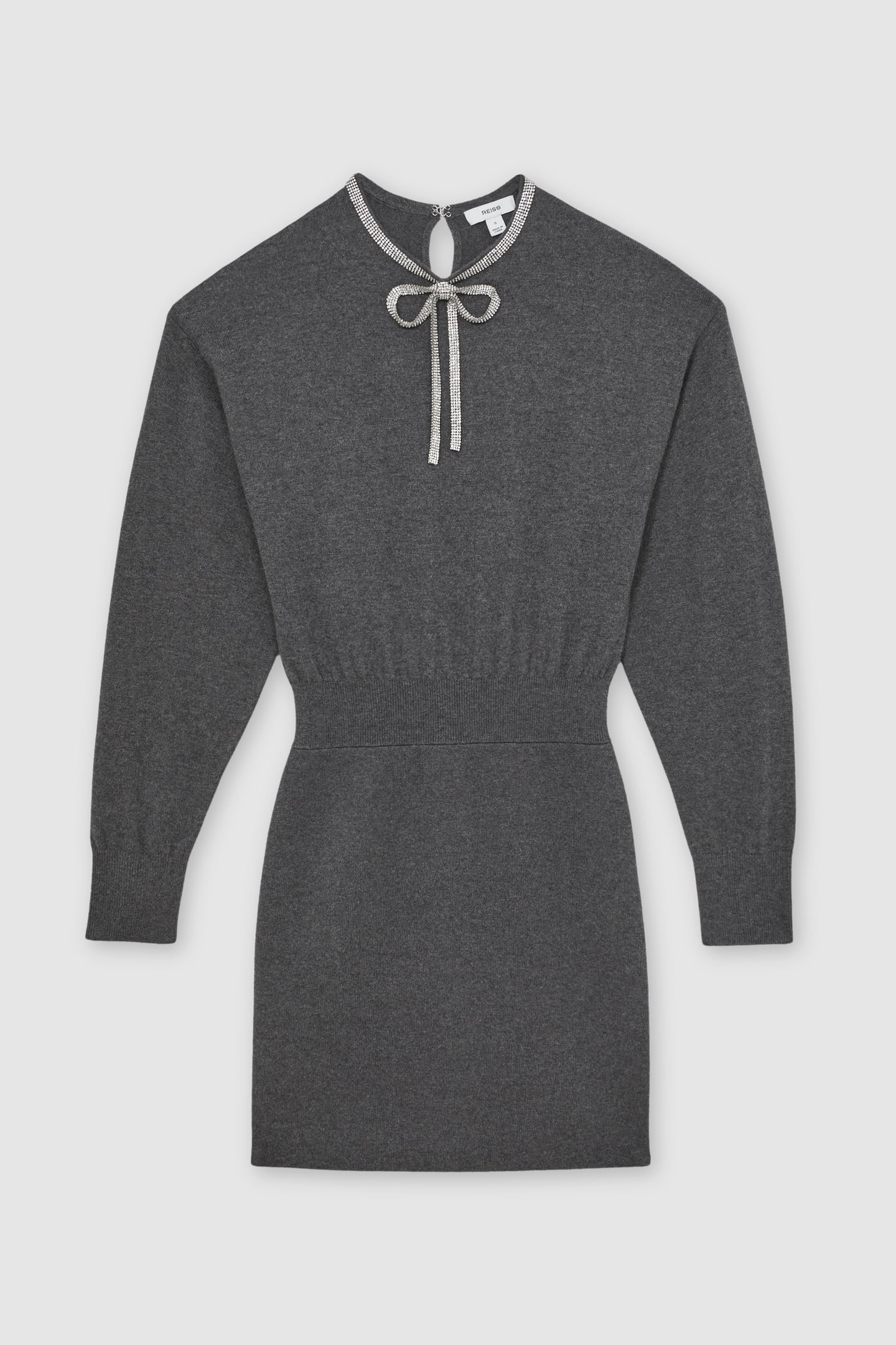 CHAIN DETAIL KNITTED MINI DRESS GREY 4