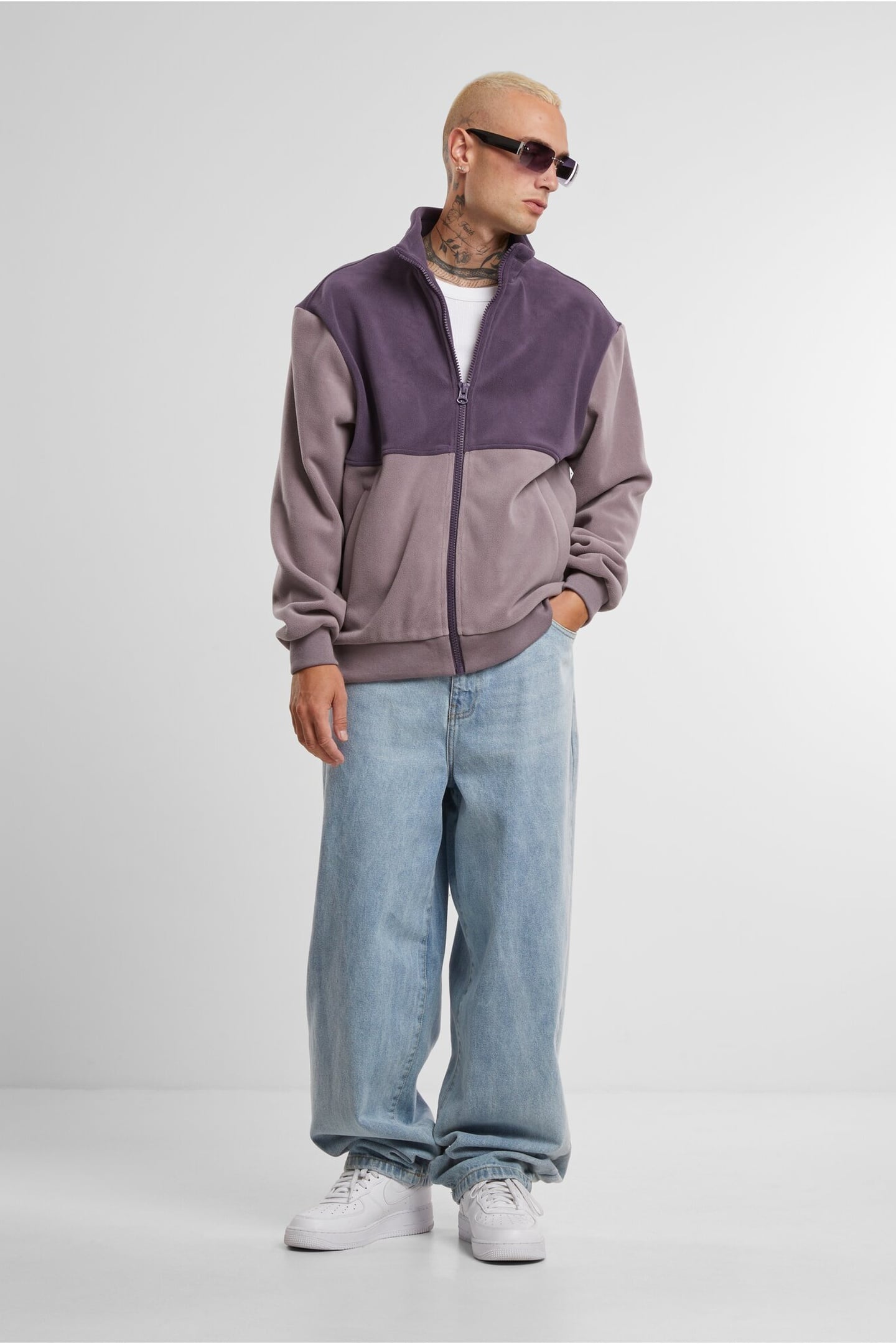 COLOUR BLOCK POLAR FLEECE JACKET PURPLENIGHT/FADEDPURPLE 8