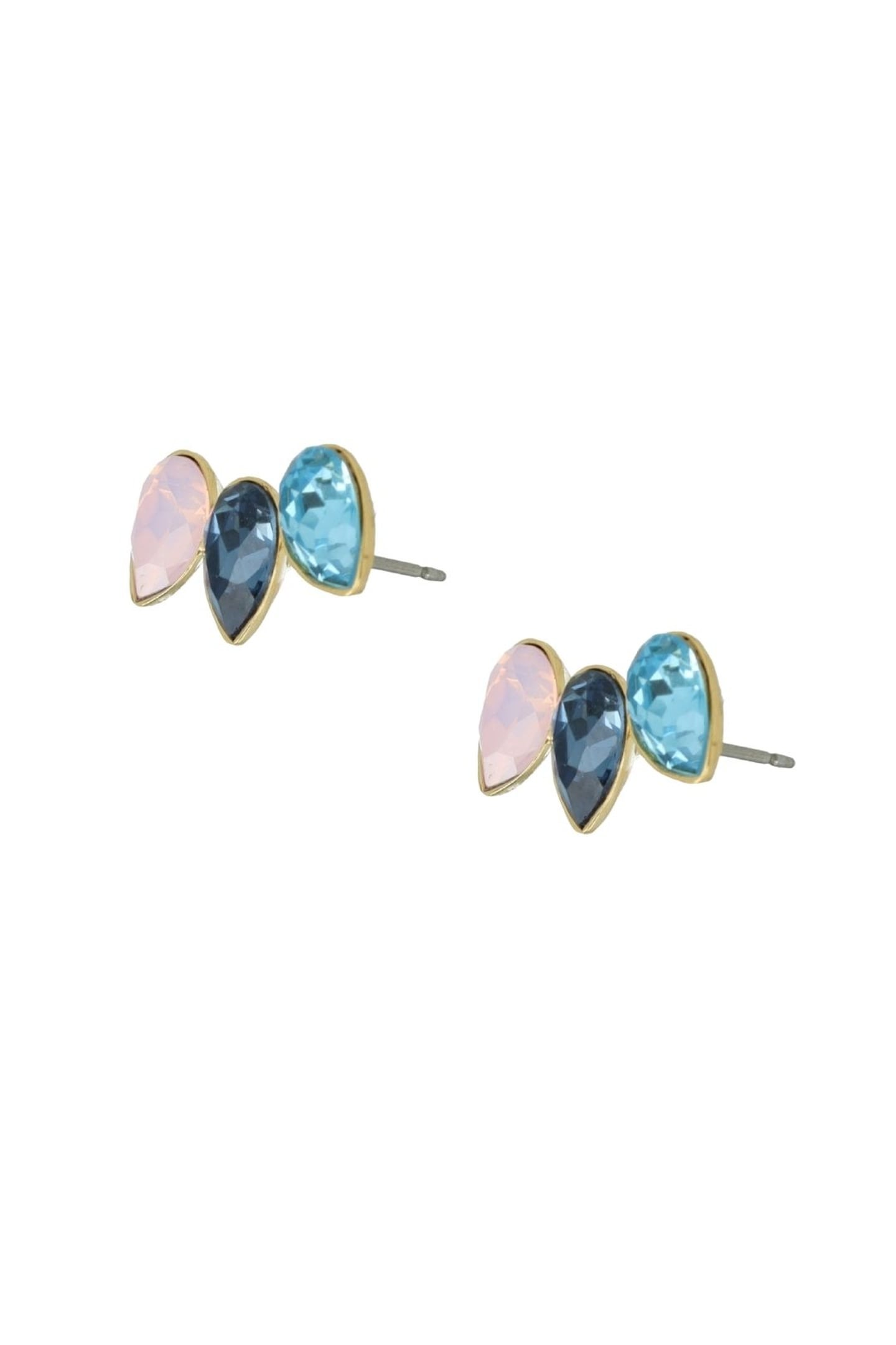CLASSIC TRIPLE LEAF EARPINS ROSEWATER OPAL PINK, BLUE 1