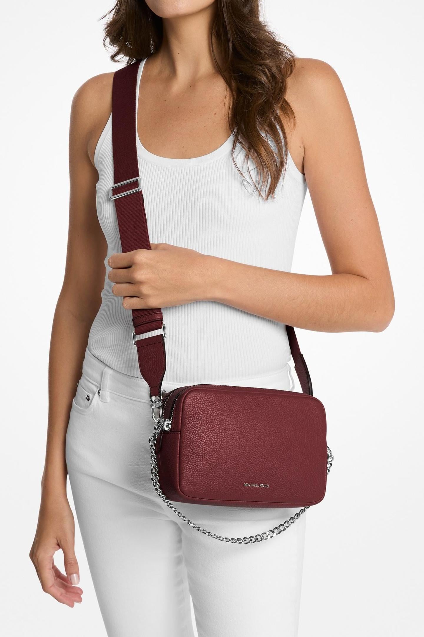 MEDIUM DOUBLE ZIP CHAIN CAMERA CROSSBODY OXBLOOD 2