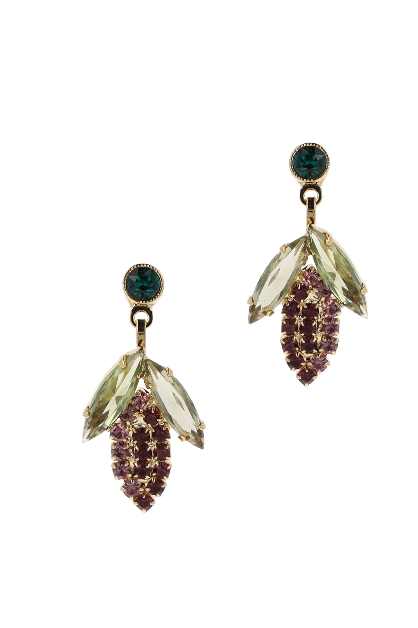 PURPLE BLOSSOM FLOWER EARRINGS - SMALL PURPLE, GREEN 1