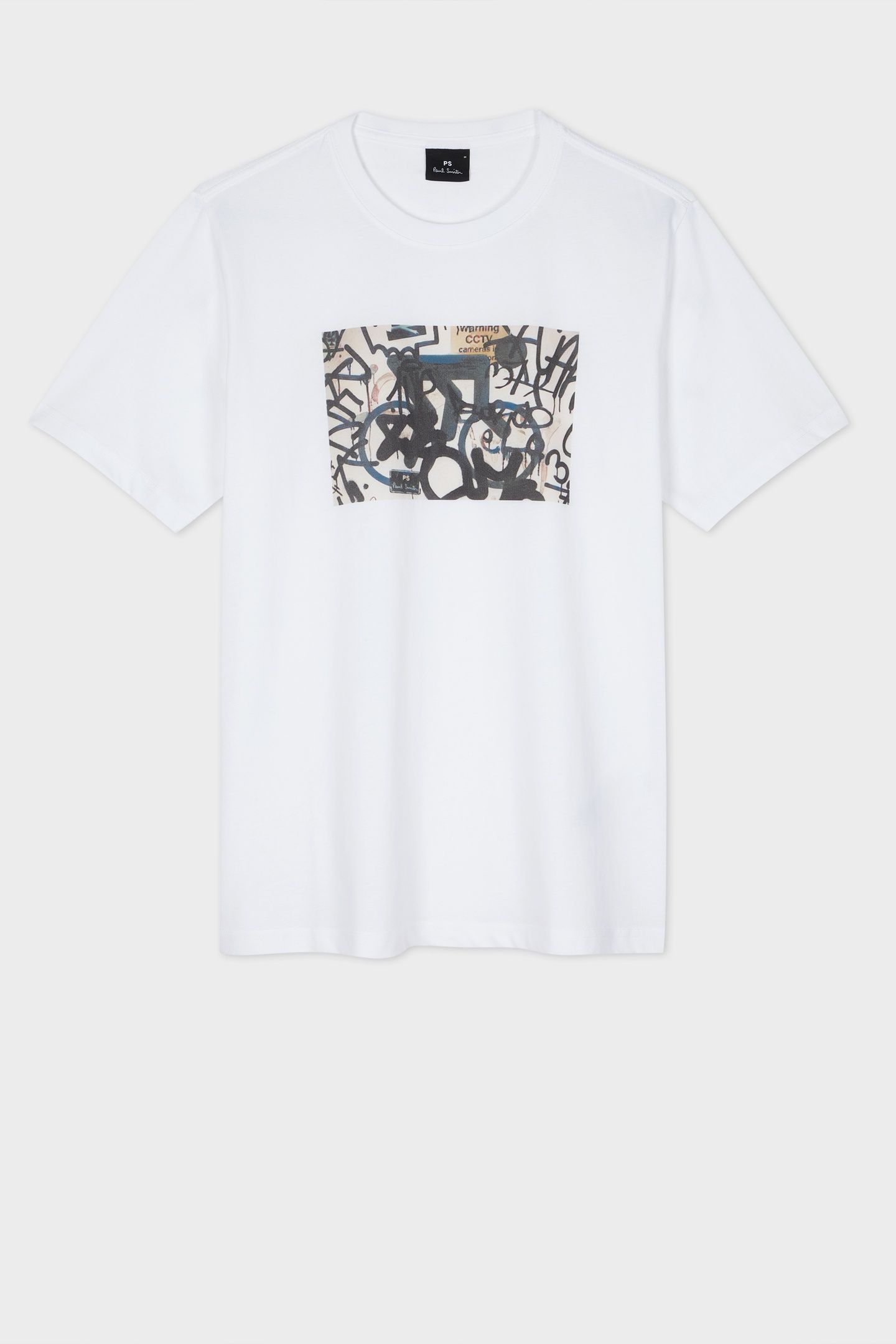 MENS REG FIT T SHIRT B&W BIKE WHITE 2