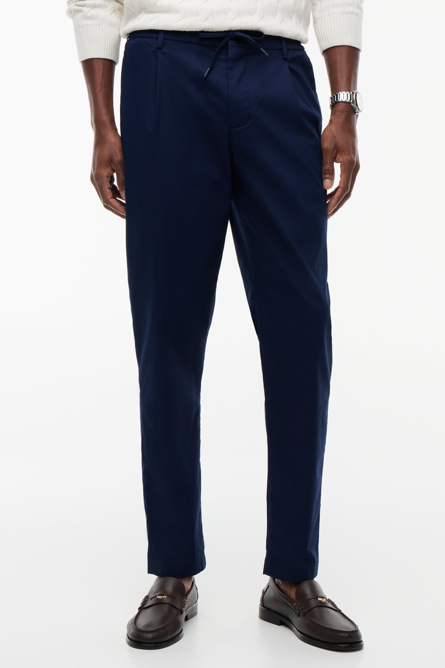 PERFORMANCE HARLEM TAPERED TWILL TROUSERS CARBON NAVY 1