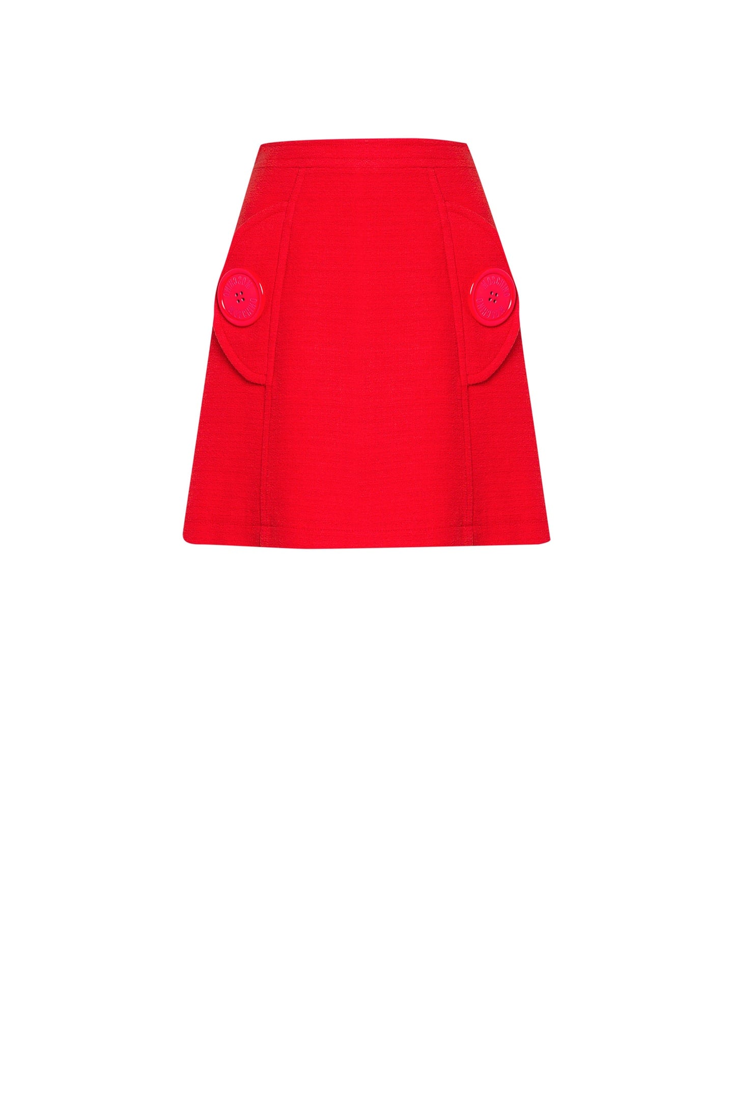 MOSCHINO BUTTONS COTTON AND LINEN MINISKIRT RED 3