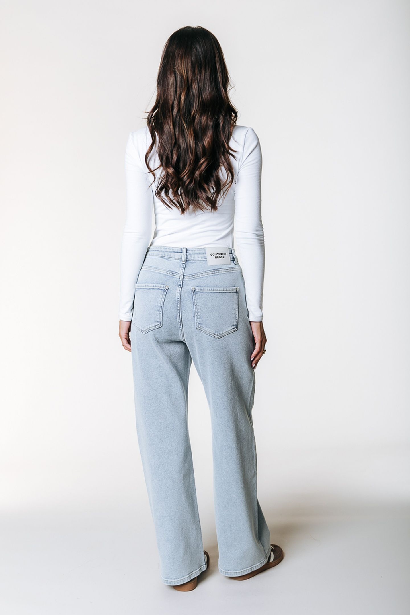 GAIAS CR HIGH RISE STRAIGHT LEG DENIM PANTS LIGHT BLUE DENIM 3