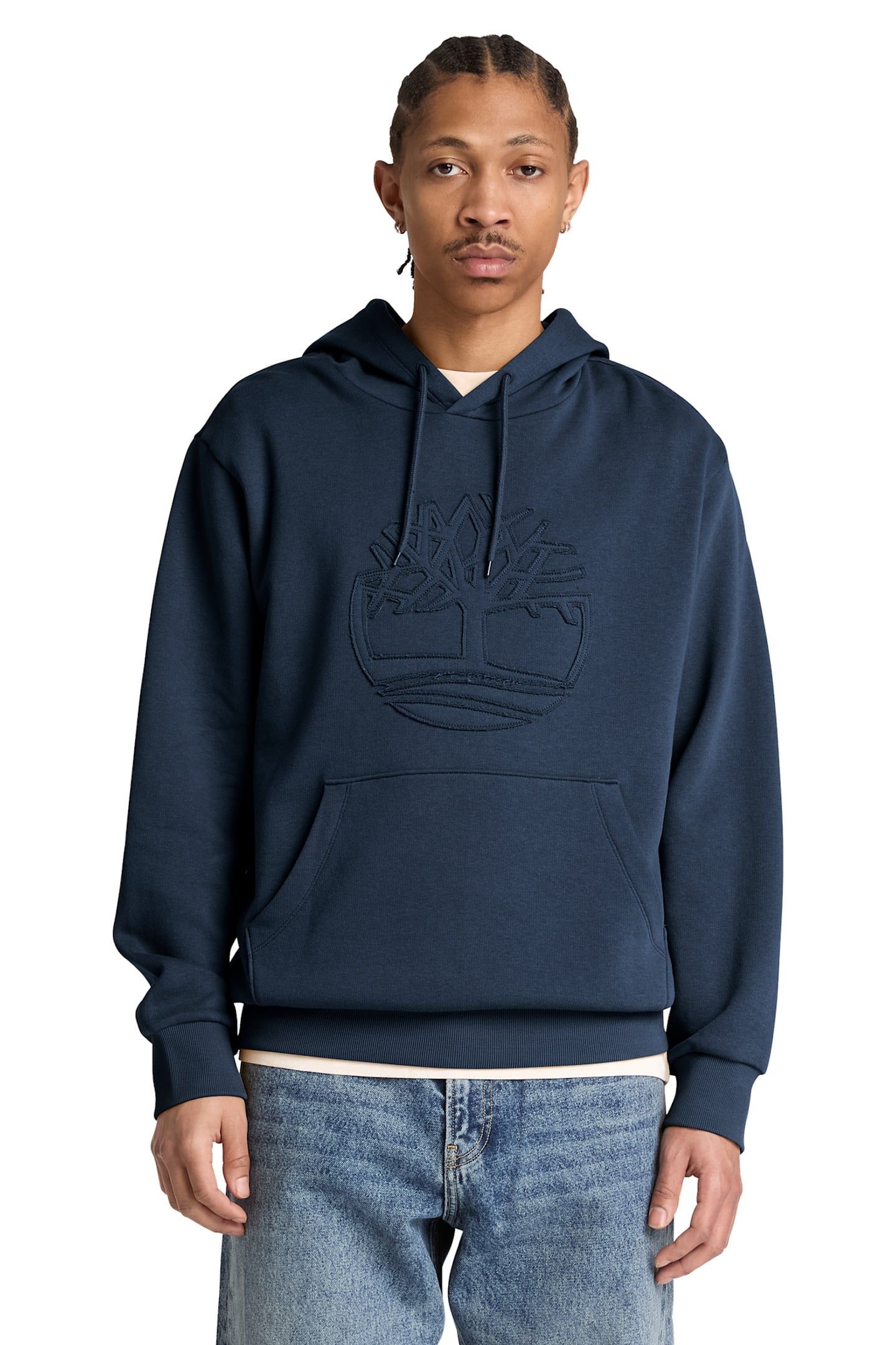 WAREHAM TREE LOGO PATCH BB HOODIE DARK SAPPHIRE 1