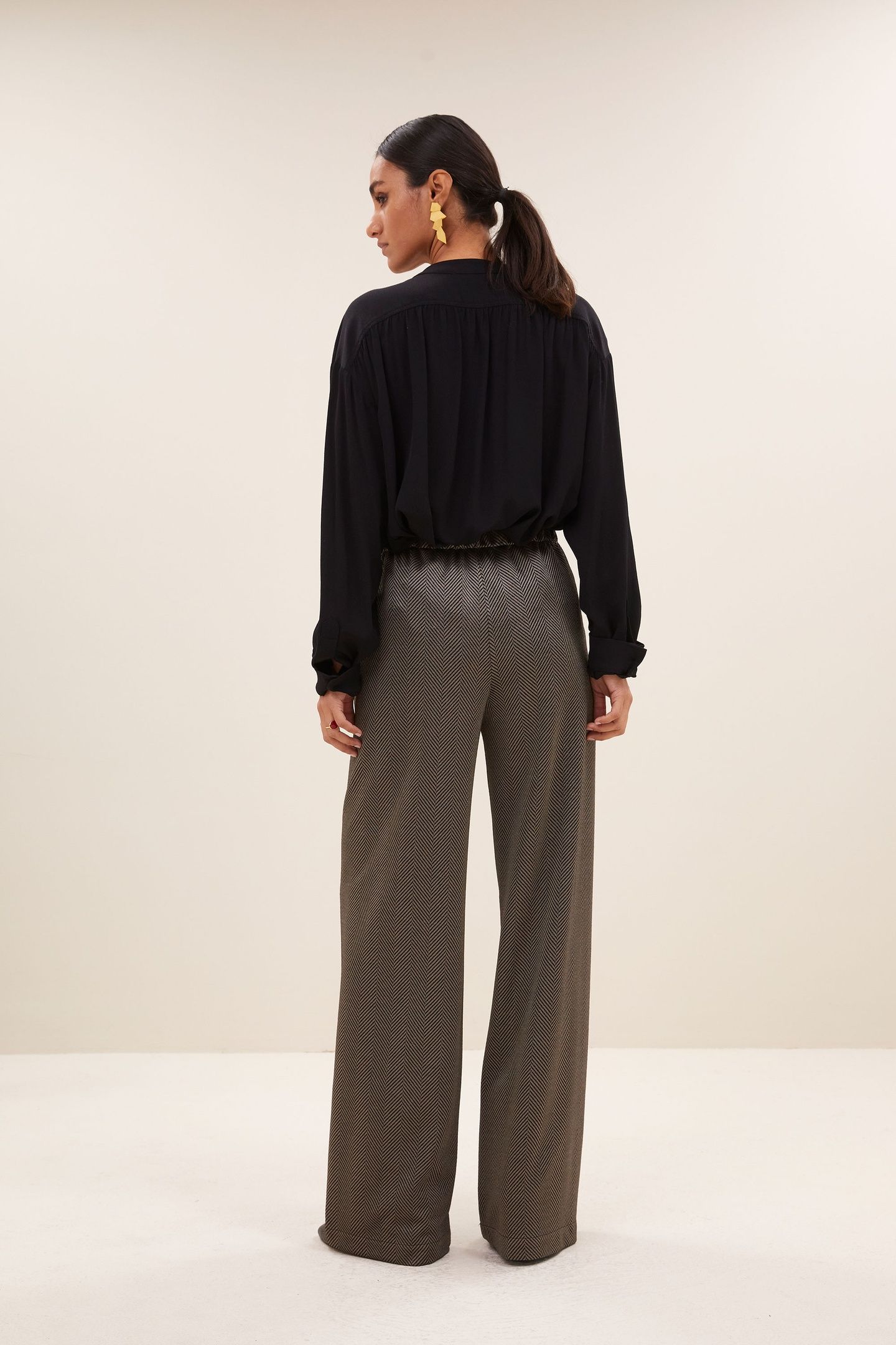 LISSA HERRINGBONE PANTS BISCUIT 4