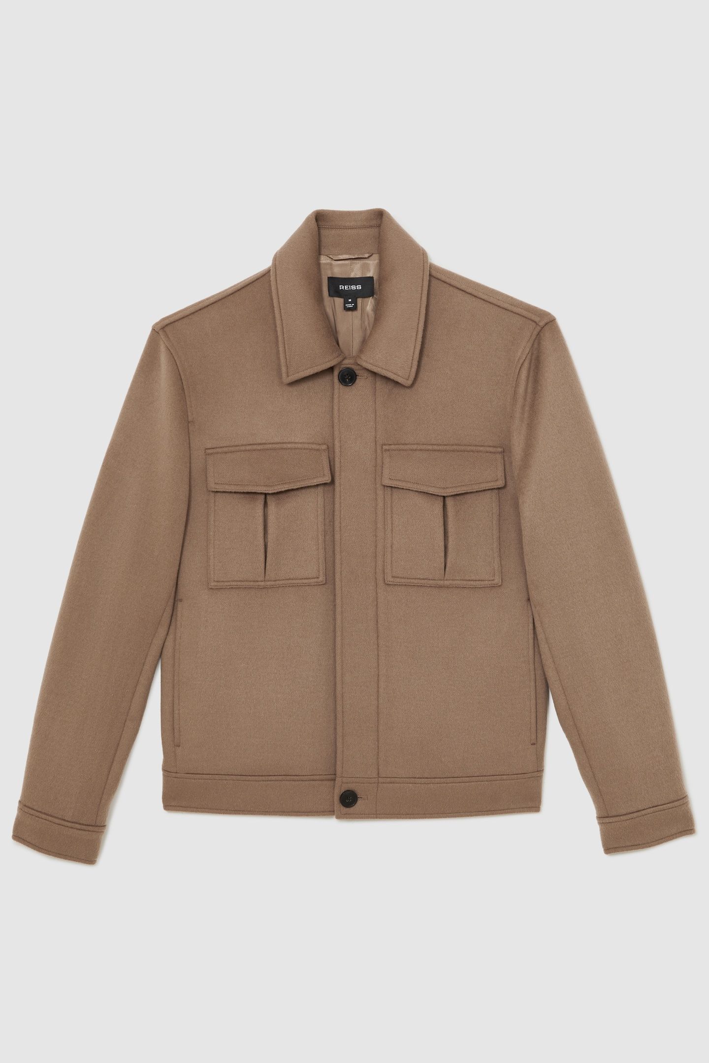 LS ZIP THROUGH CONCEALED PLACKET WOOL JACKET DARK BROWN 4