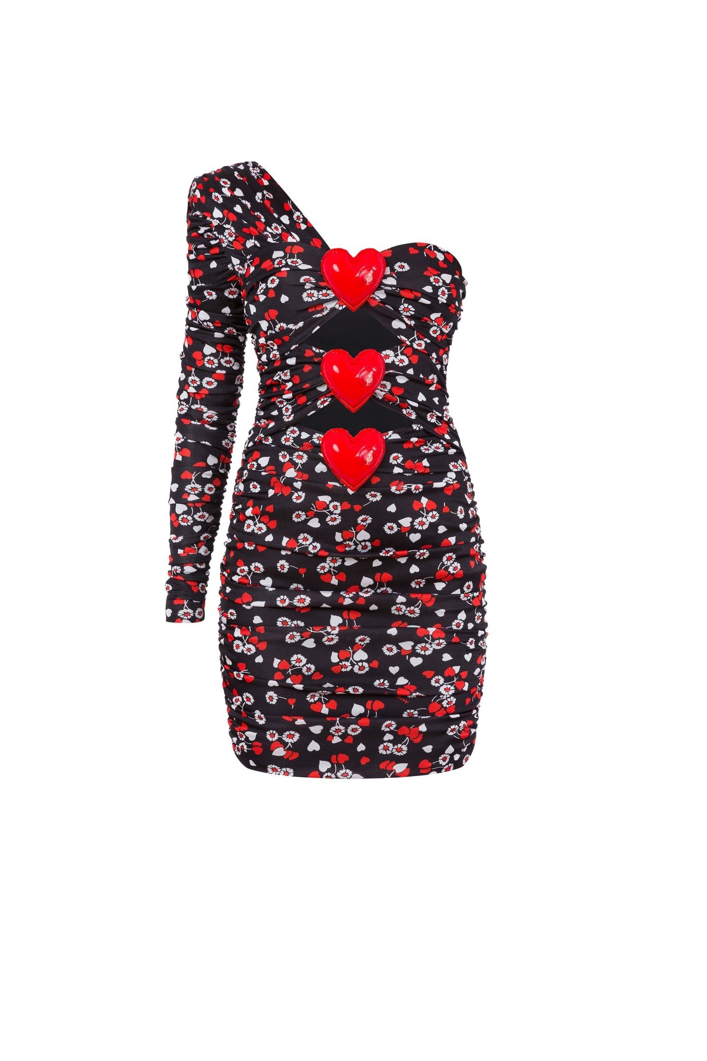ALLOVER HEARTS ORGANZINE DRESS BLACK 3