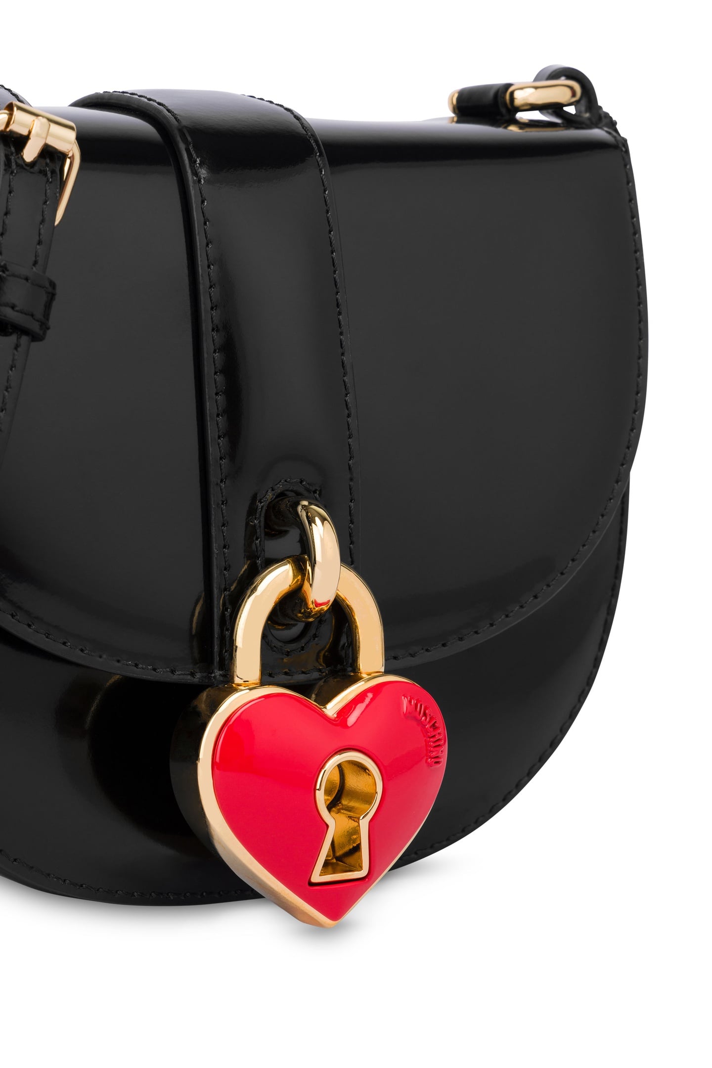 HEART LOCK CALFSKIN SHOULDER BAG BLACK 4