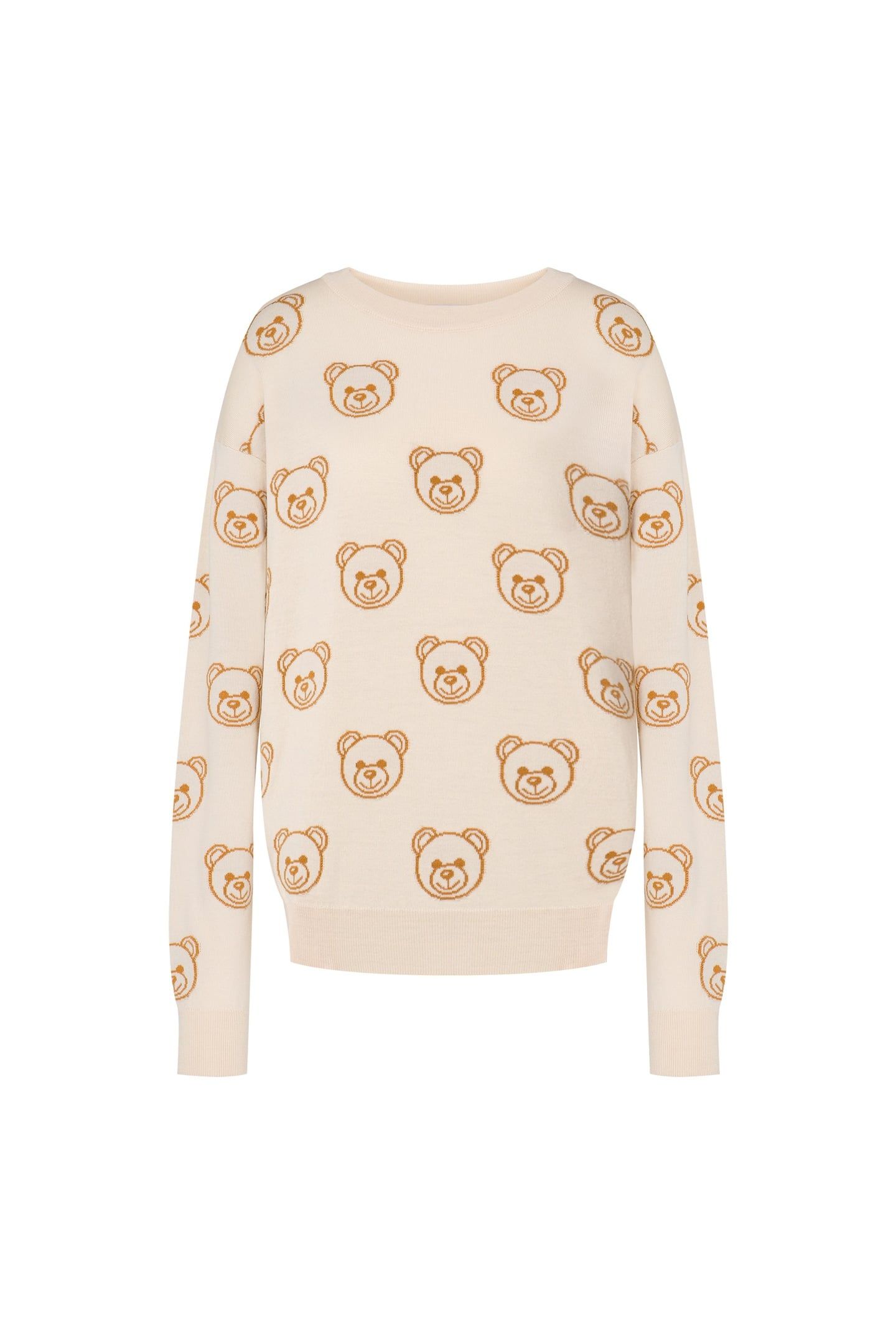 ALLOVER TEDDY BEAR WOOL PULLOVER WHITE 3