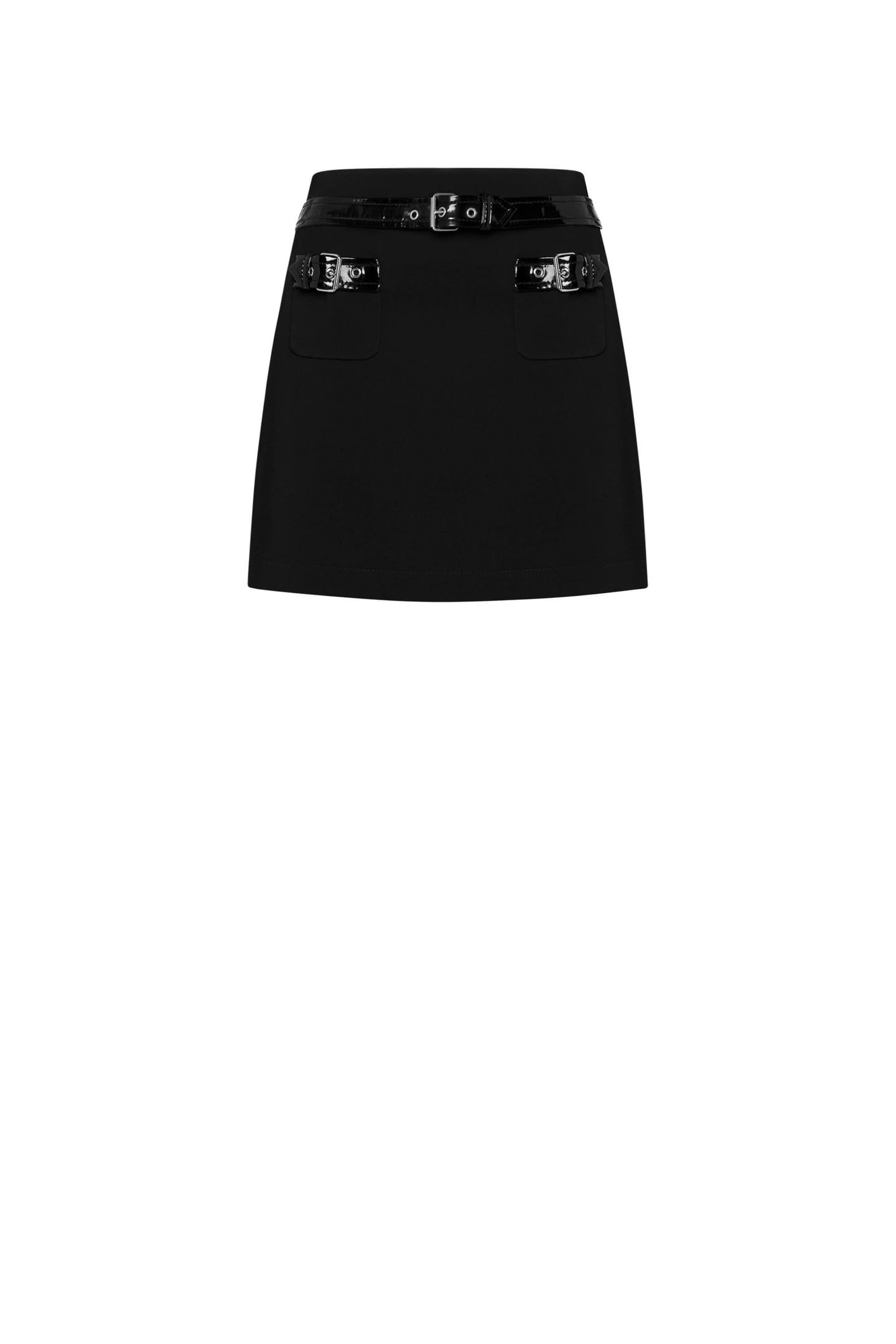 BONDAGE BUCKLE STRETCH CADY MINISKIRT BLACK 3
