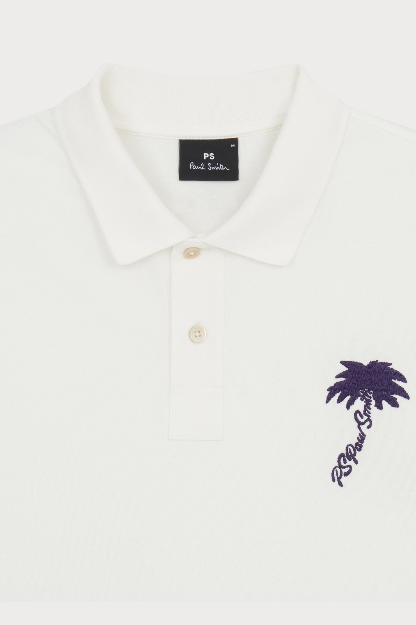 MENS POLO SHIRT PALM EMB OFF WHITE 7