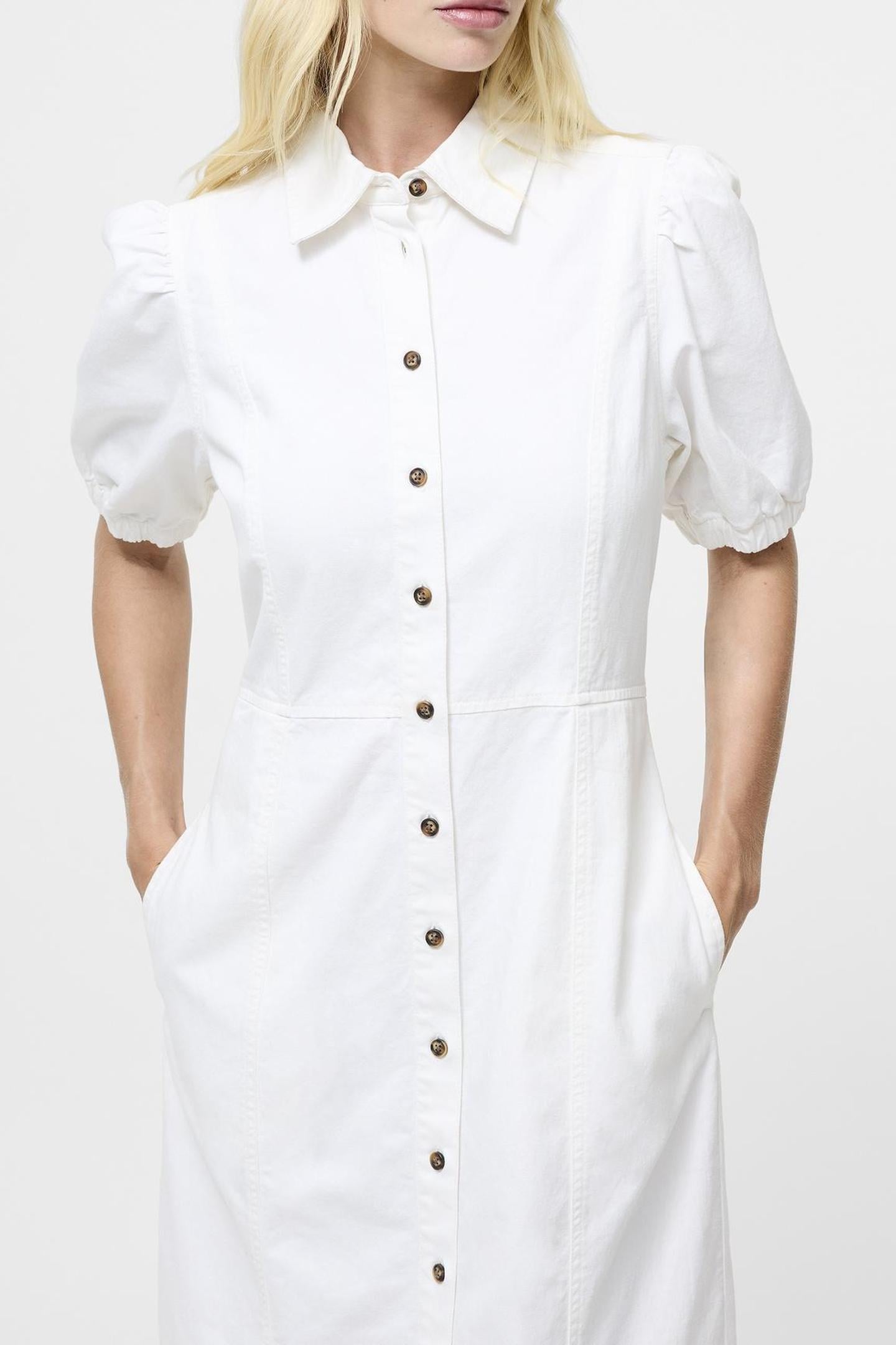 CHAMBRAY BUTTON THROUGH DRESS ECRU 3