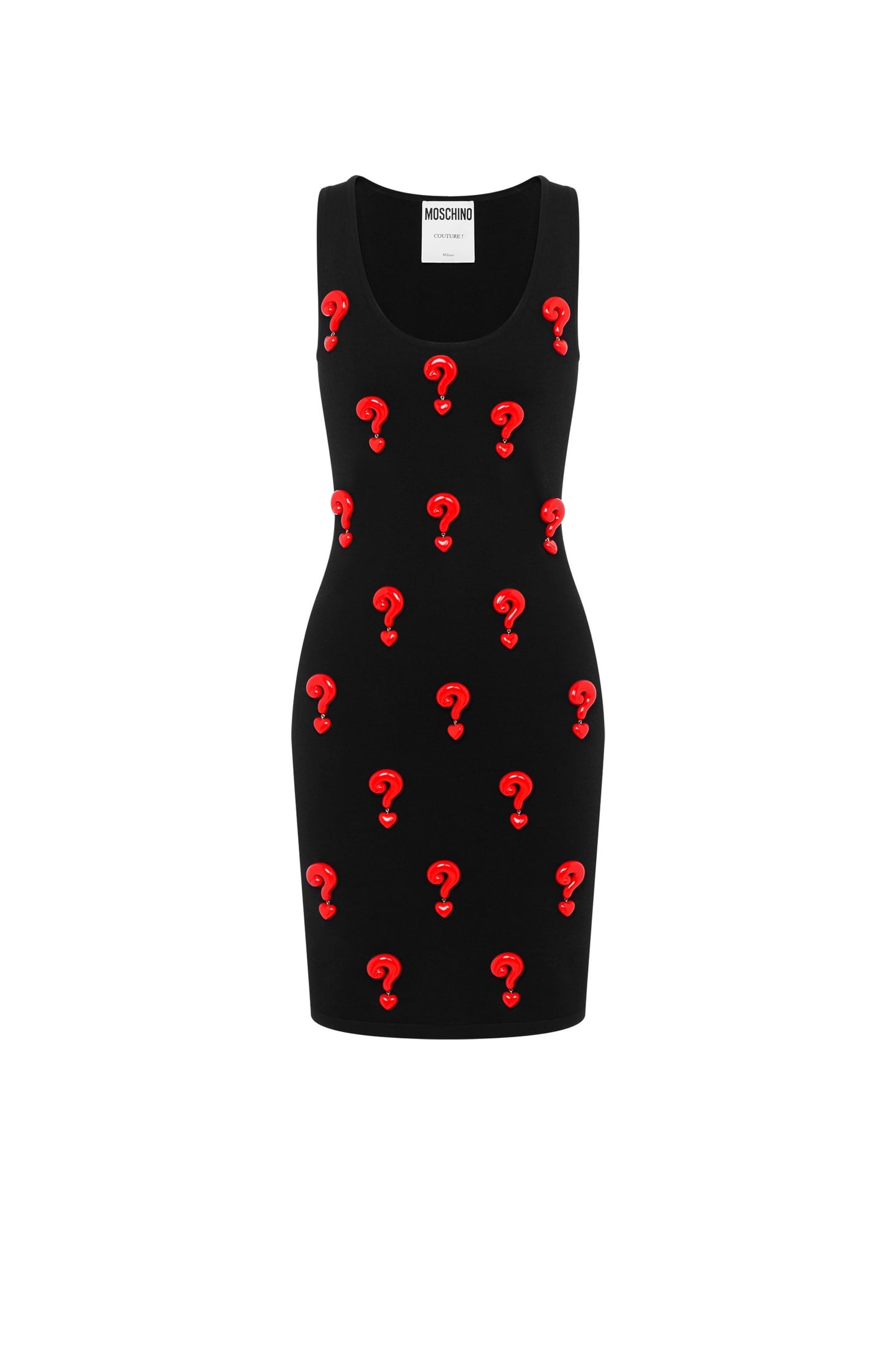 RED QUESTION MARKS STRETCH DRESS BLACK 3