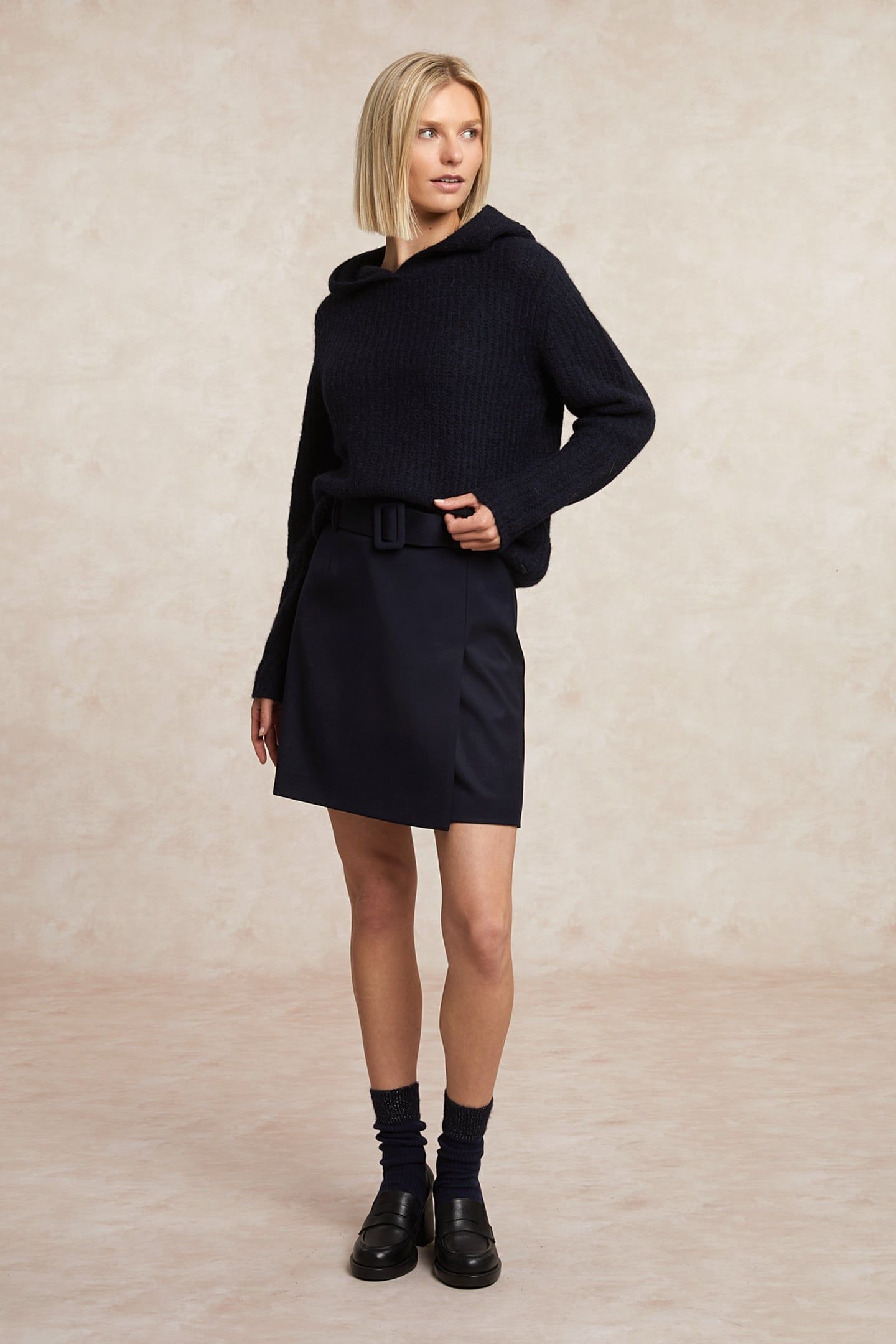HOODED WOOL-ALPACA SWEATER BLUE 2