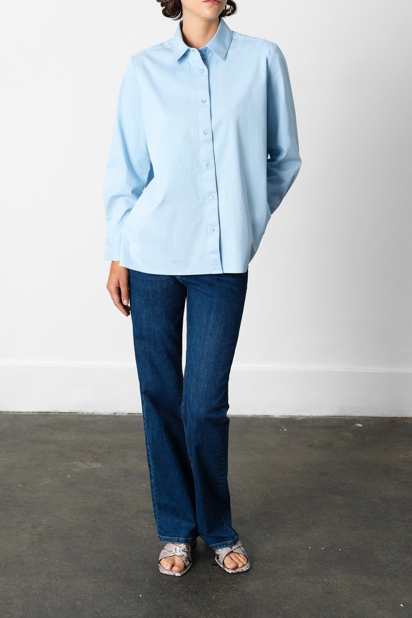 KESHA BACK SLIT SHIRT ARCTIC BLUE 1