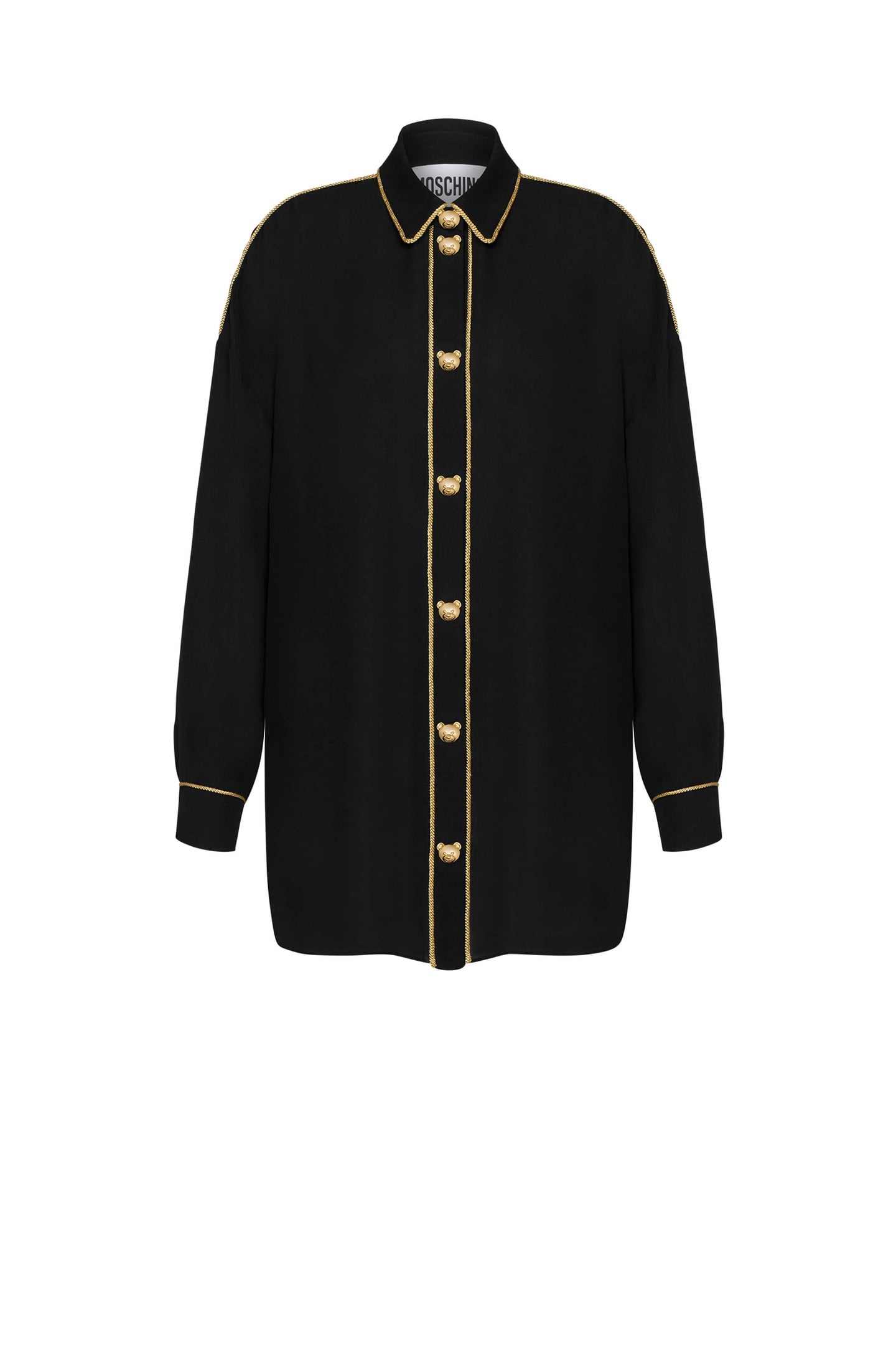 TEDDY BUTTONS SILK CHARMEUSE SHIRT BLACK 3