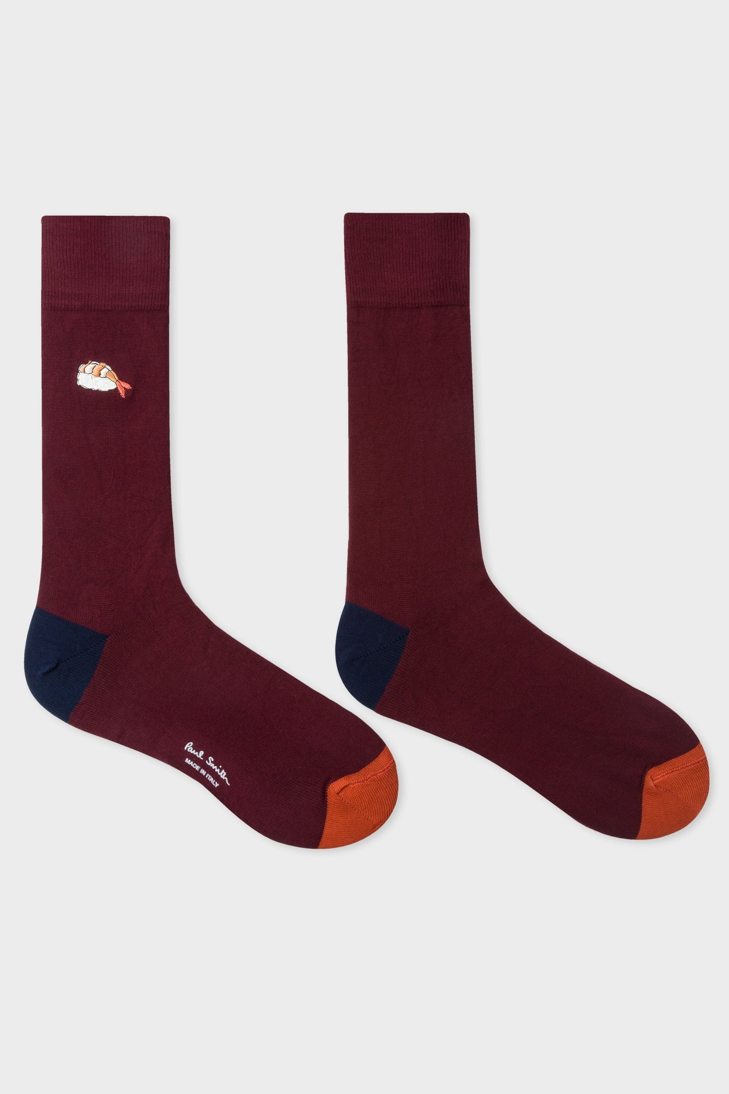 MEN SOCK EMB FOOD BURGUNDY/ BORDE 1