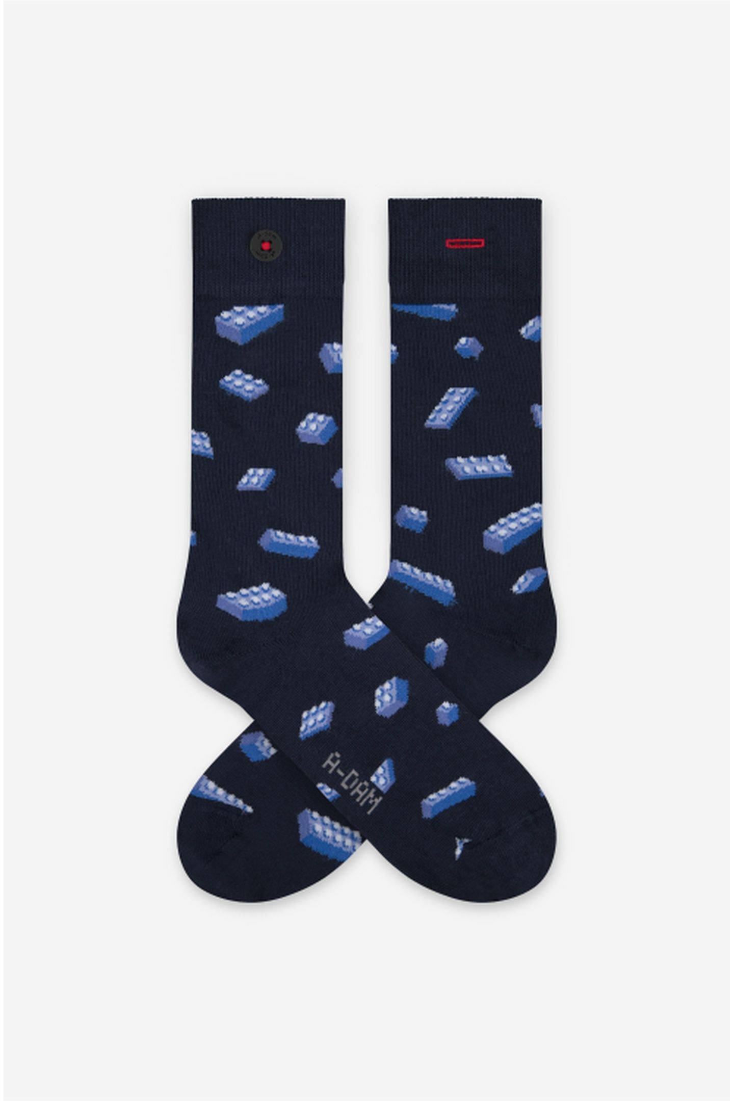 A-DAM 3-PACK CASUAL SOCKS BUILDING BLOCKS BLUE DARK NAVY 2