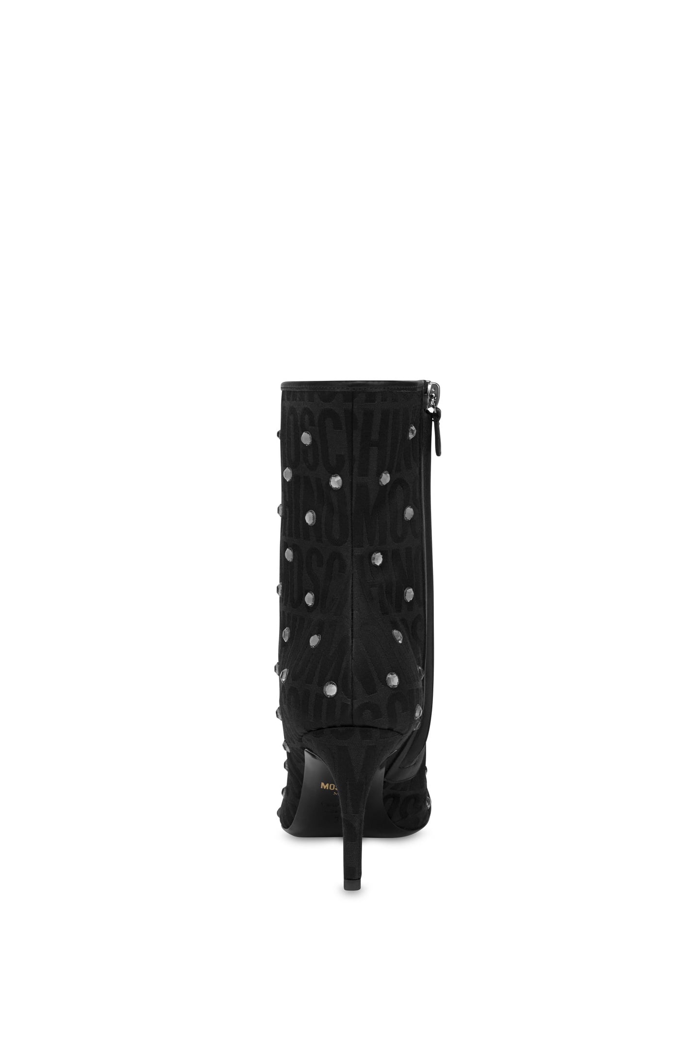 NYLON ANKLE BOOTS WITH ALLOVER LOGO RHINESTONES BLACK 3